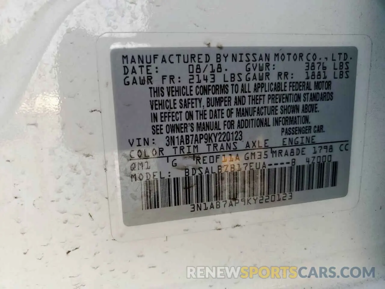 12 fotografías del automóvil dañado 3N1AB7AP9KY220123 NISSAN SENTRA 2019