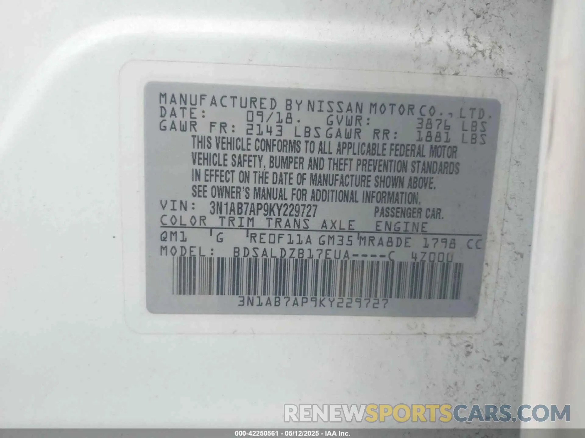 9 fotografías del automóvil dañado 3N1AB7AP9KY229727 NISSAN SENTRA 2019
