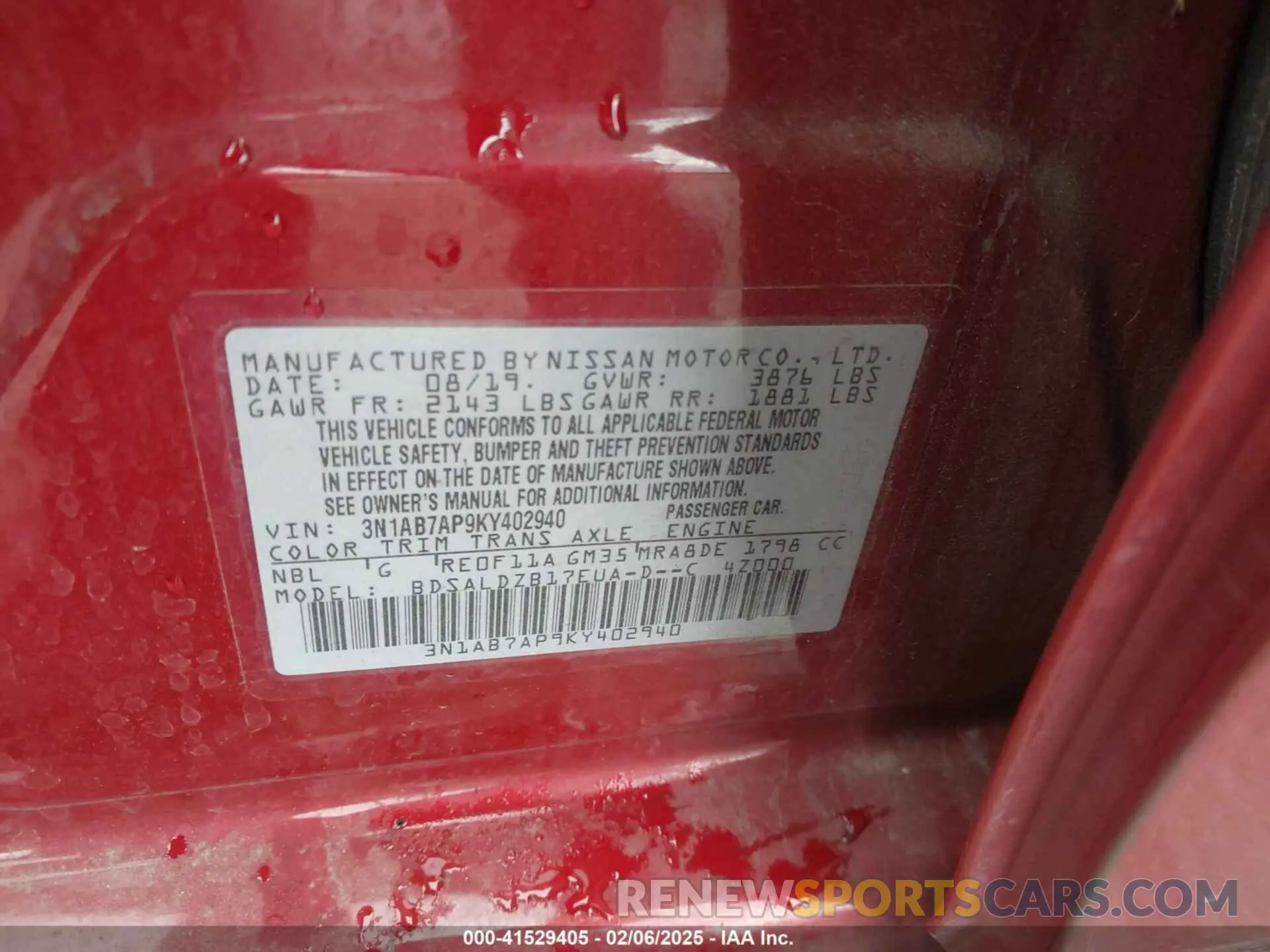 12 fotografías del automóvil dañado 3N1AB7AP9KY402940 NISSAN SENTRA 2019