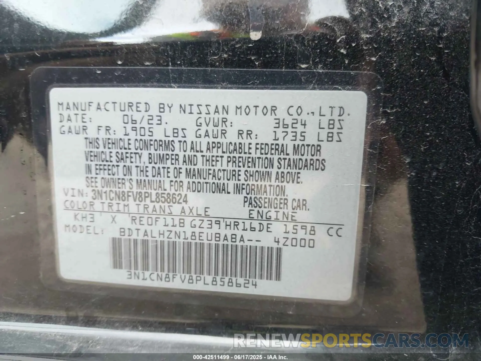 9 fotografías del automóvil dañado 3N1AB8BV1LY255100 NISSAN SENTRA 2020
