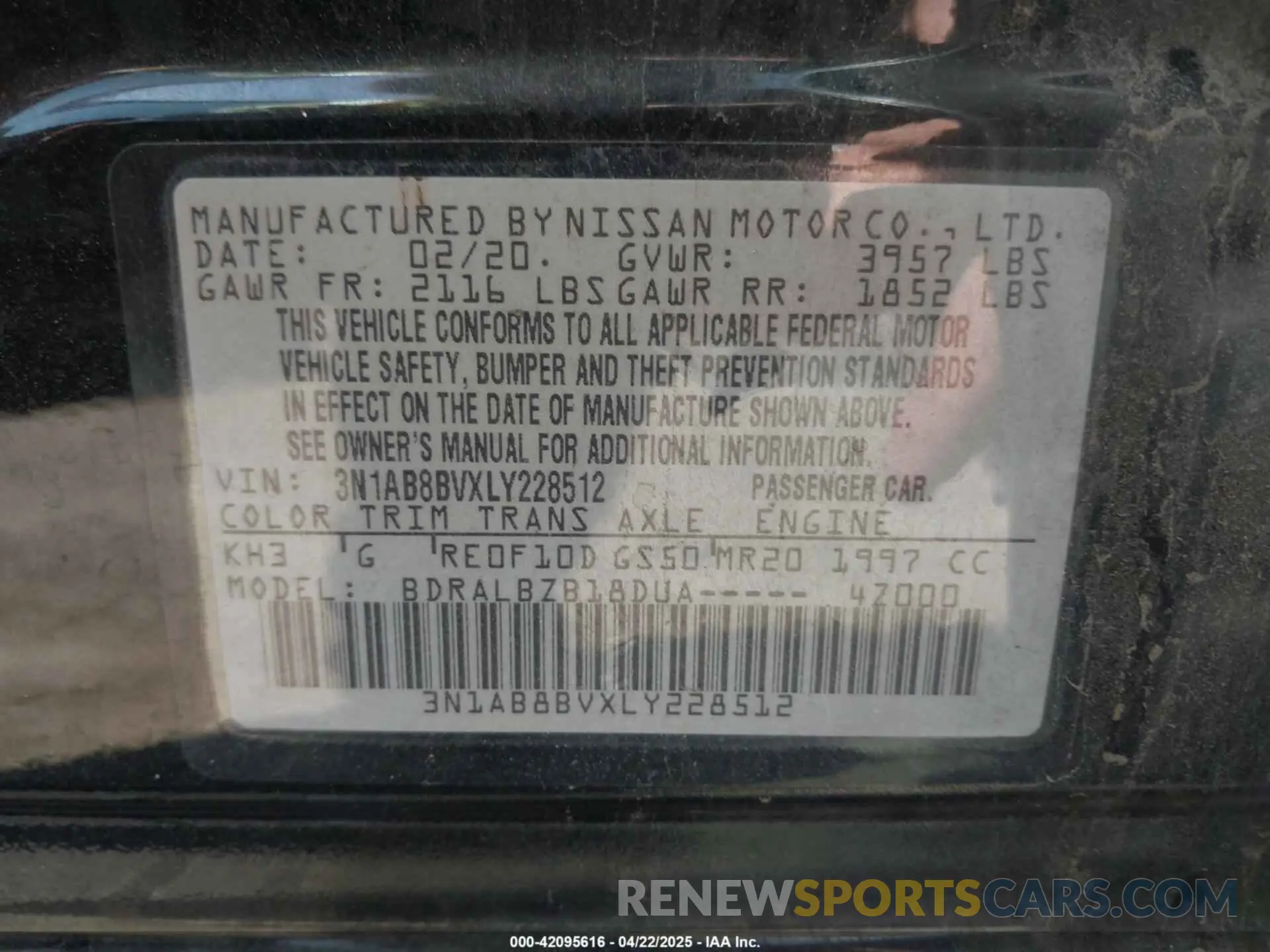 9 fotografías del automóvil dañado 3N1AB8BVXLY228512 NISSAN SENTRA 2020