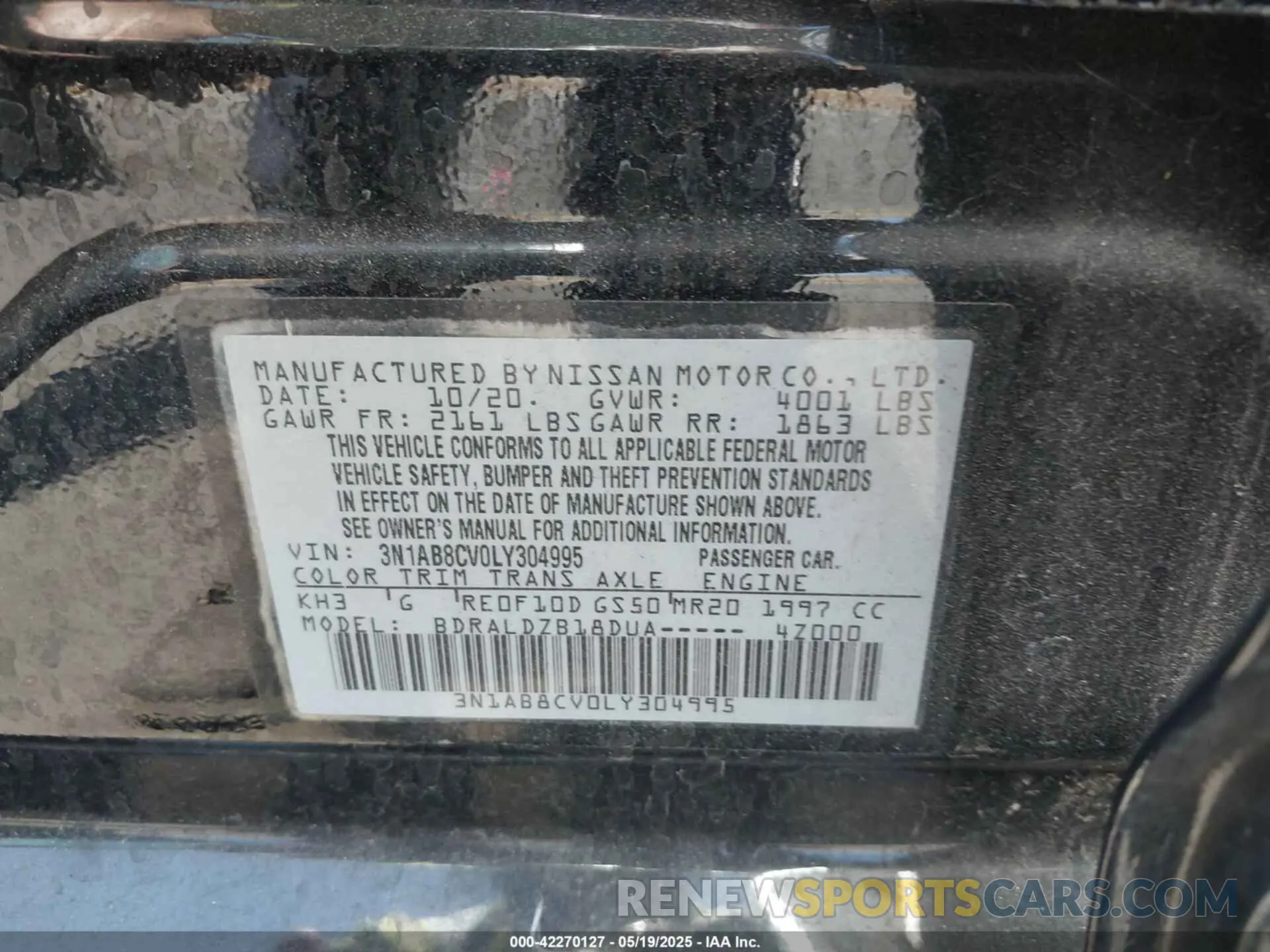 9 fotografías del automóvil dañado 3N1AB8CV0LY304995 NISSAN SENTRA 2020