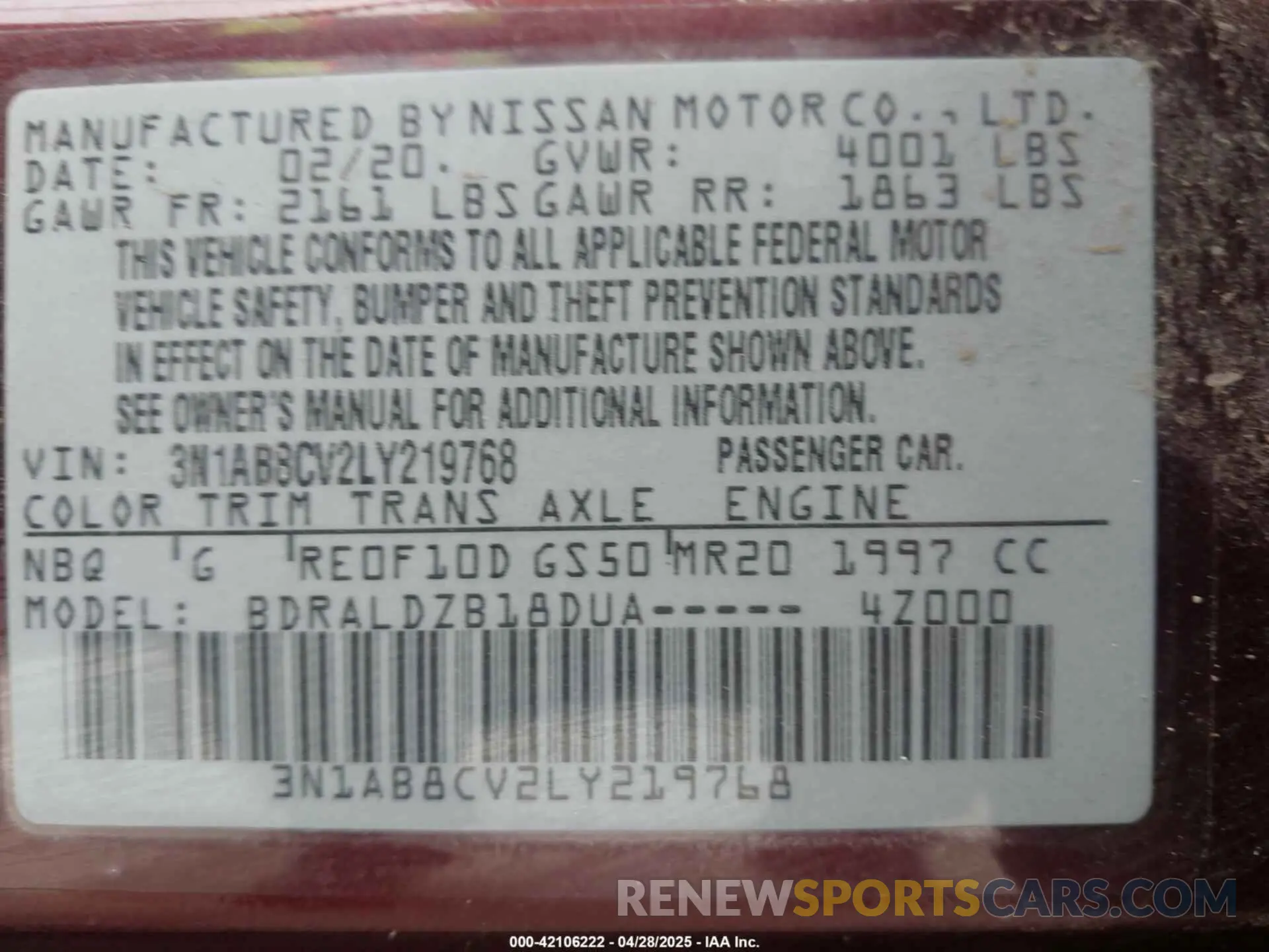 9 fotografías del automóvil dañado 3N1AB8CV2LY219768 NISSAN SENTRA 2020