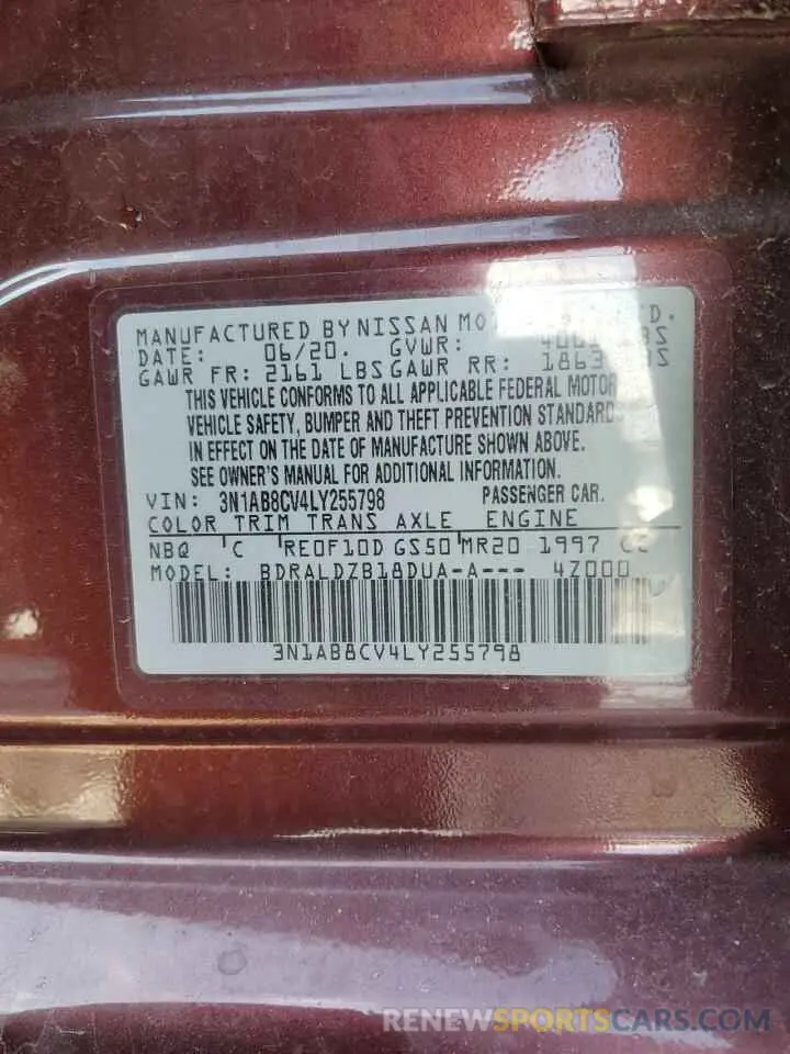 12 fotografías del automóvil dañado 3N1AB8CV4LY255798 NISSAN SENTRA 2020