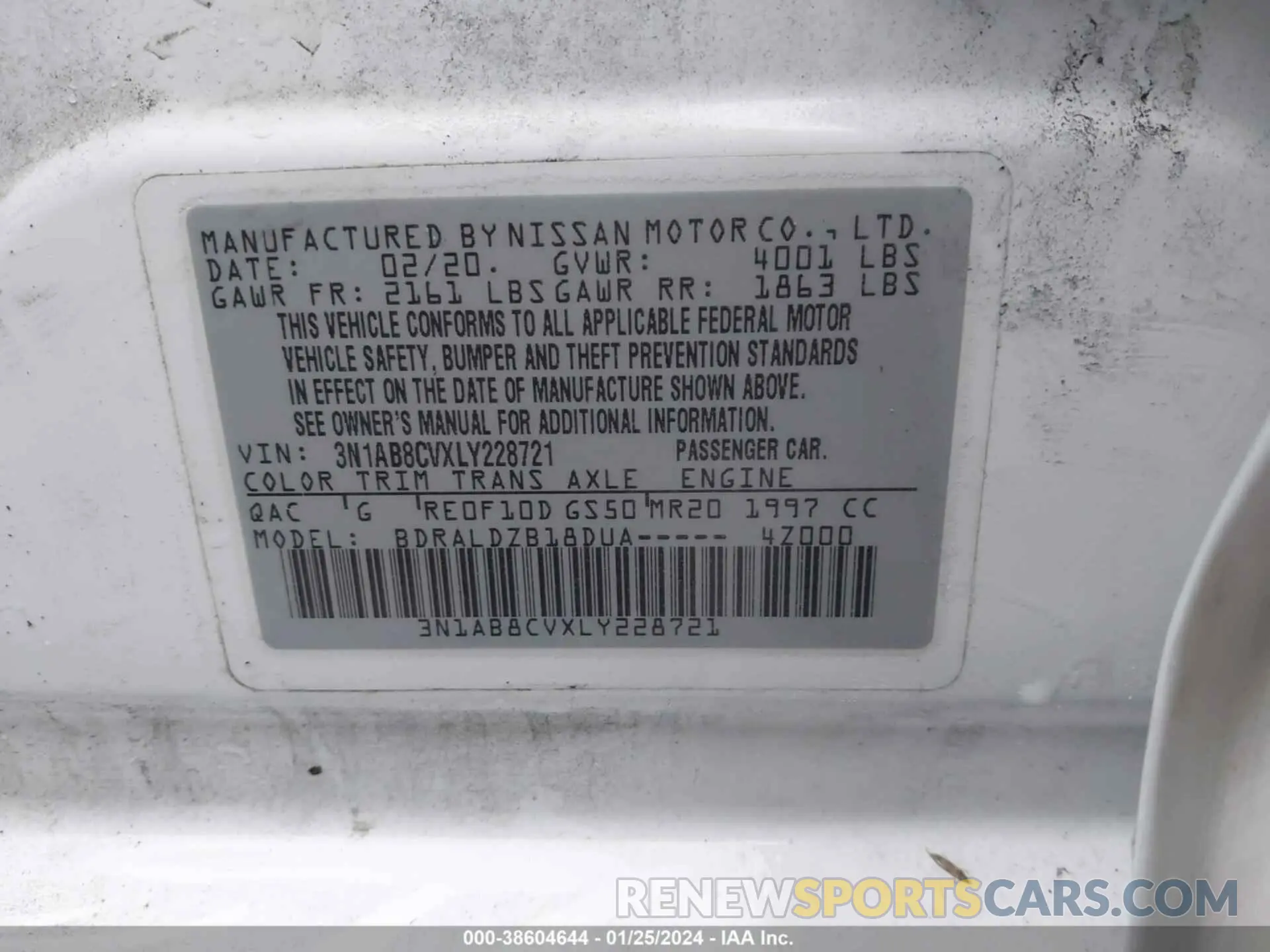 9 fotografías del automóvil dañado 3N1AB8CVXLY228721 NISSAN SENTRA 2020