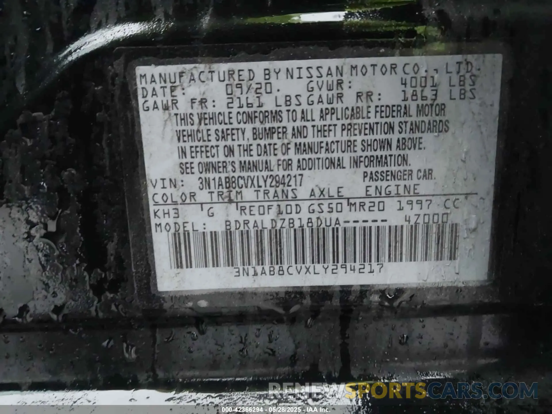 9 fotografías del automóvil dañado 3N1AB8CVXLY294217 NISSAN SENTRA 2020