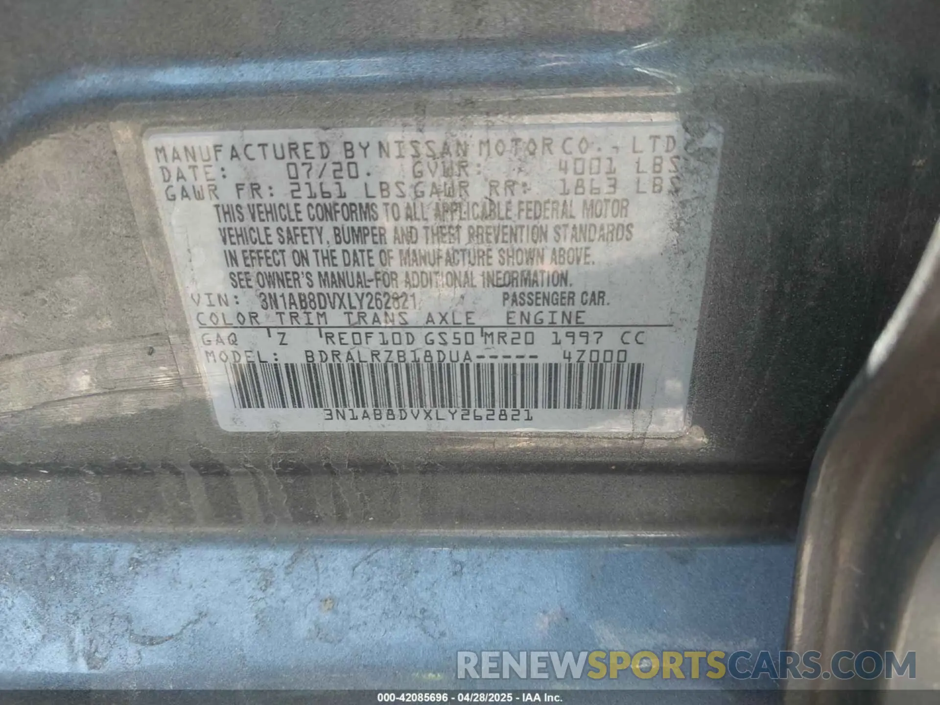 9 fotografías del automóvil dañado 3N1AB8DVXLY262821 NISSAN SENTRA 2020
