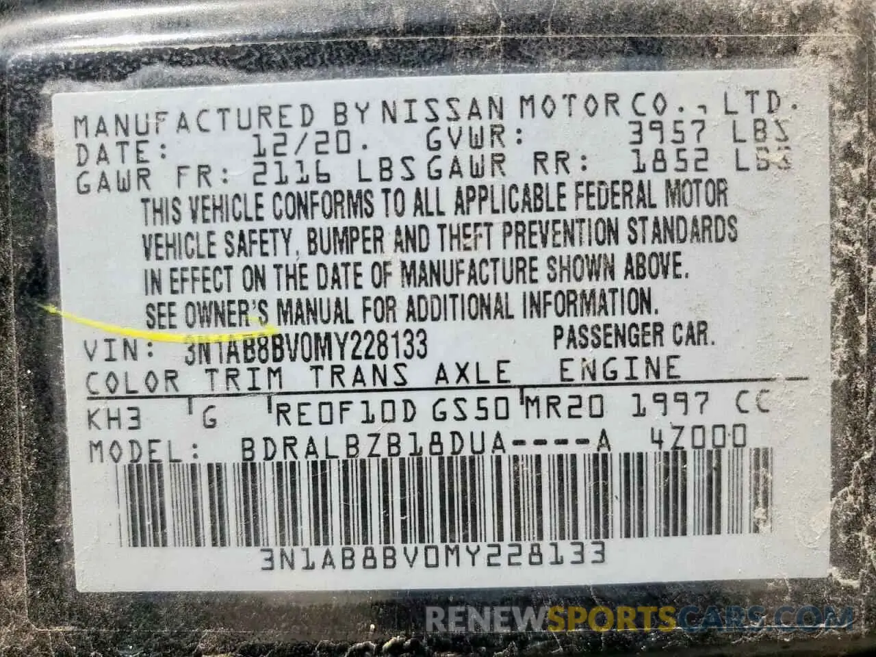 13 fotografías del automóvil dañado 3N1AB8BV0MY228133 NISSAN SENTRA 2021