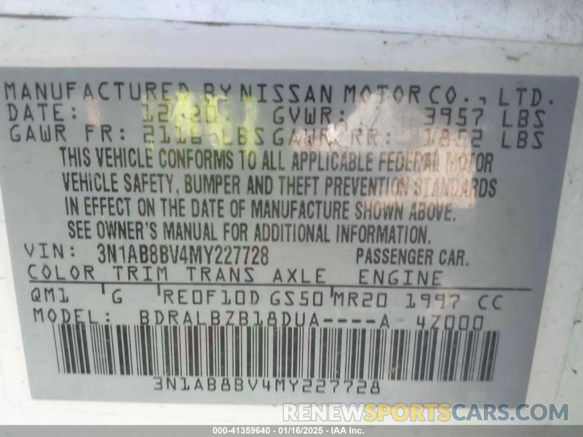 9 fotografías del automóvil dañado 3N1AB8BV4MY227728 NISSAN SENTRA 2021