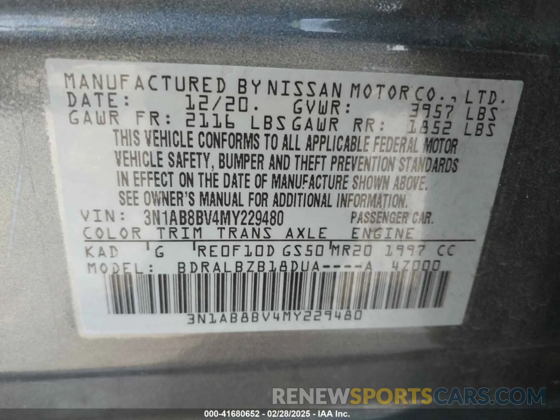 9 fotografías del automóvil dañado 3N1AB8BV4MY229480 NISSAN SENTRA 2021