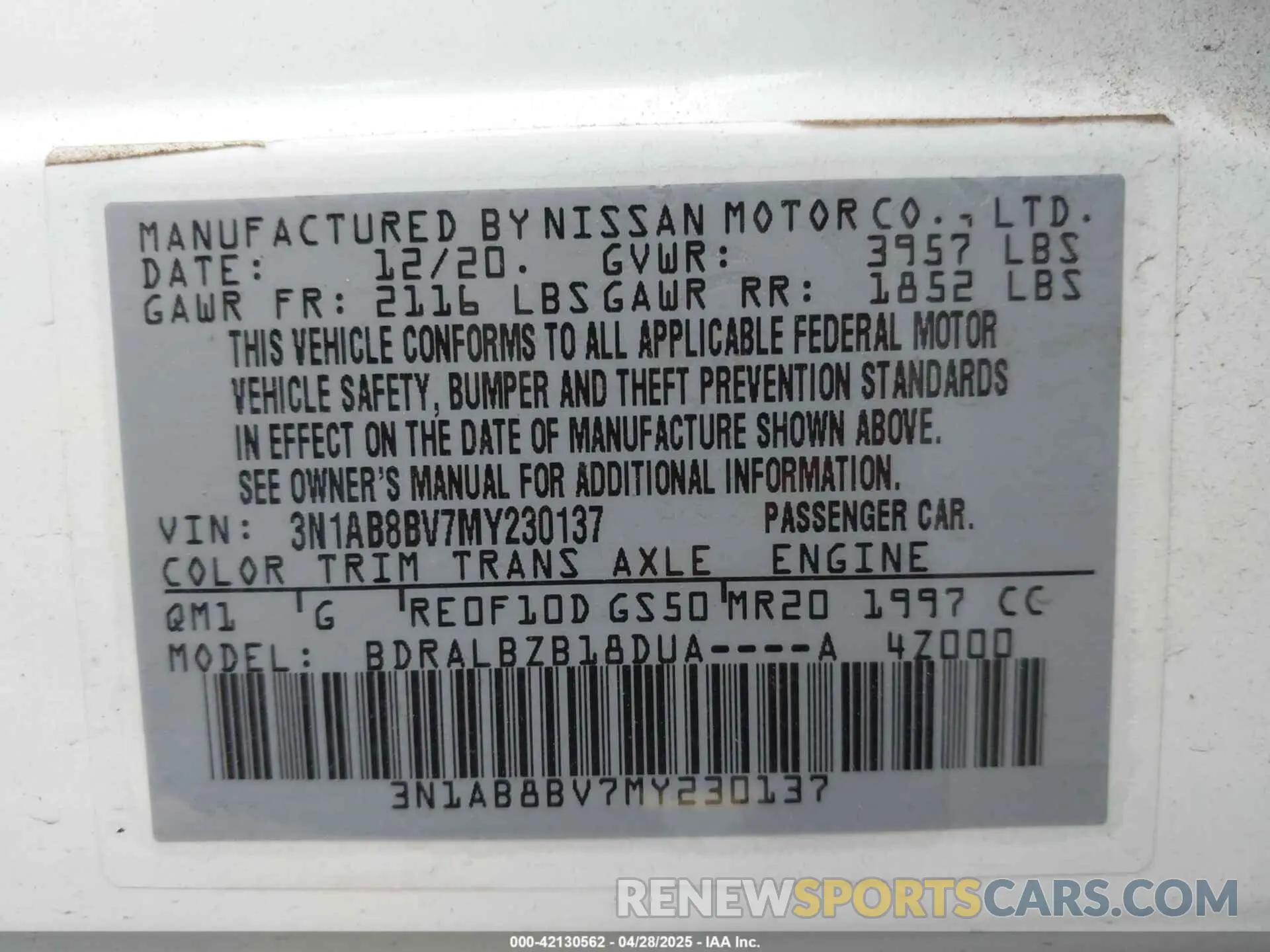 9 fotografías del automóvil dañado 3N1AB8BV7MY230137 NISSAN SENTRA 2021