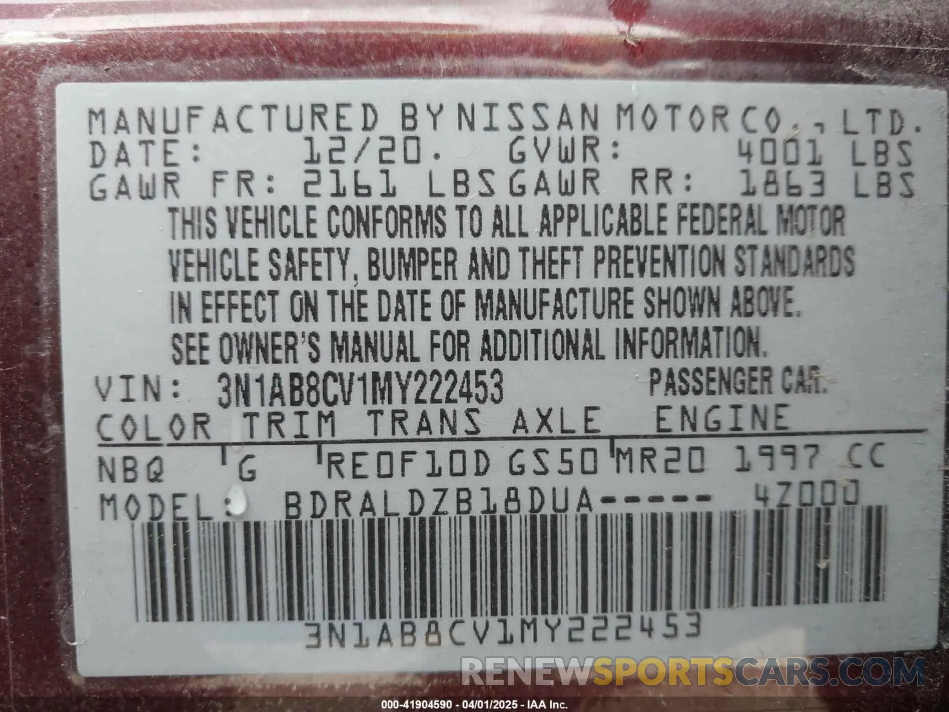 9 fotografías del automóvil dañado 3N1AB8CV1MY222453 NISSAN SENTRA 2021