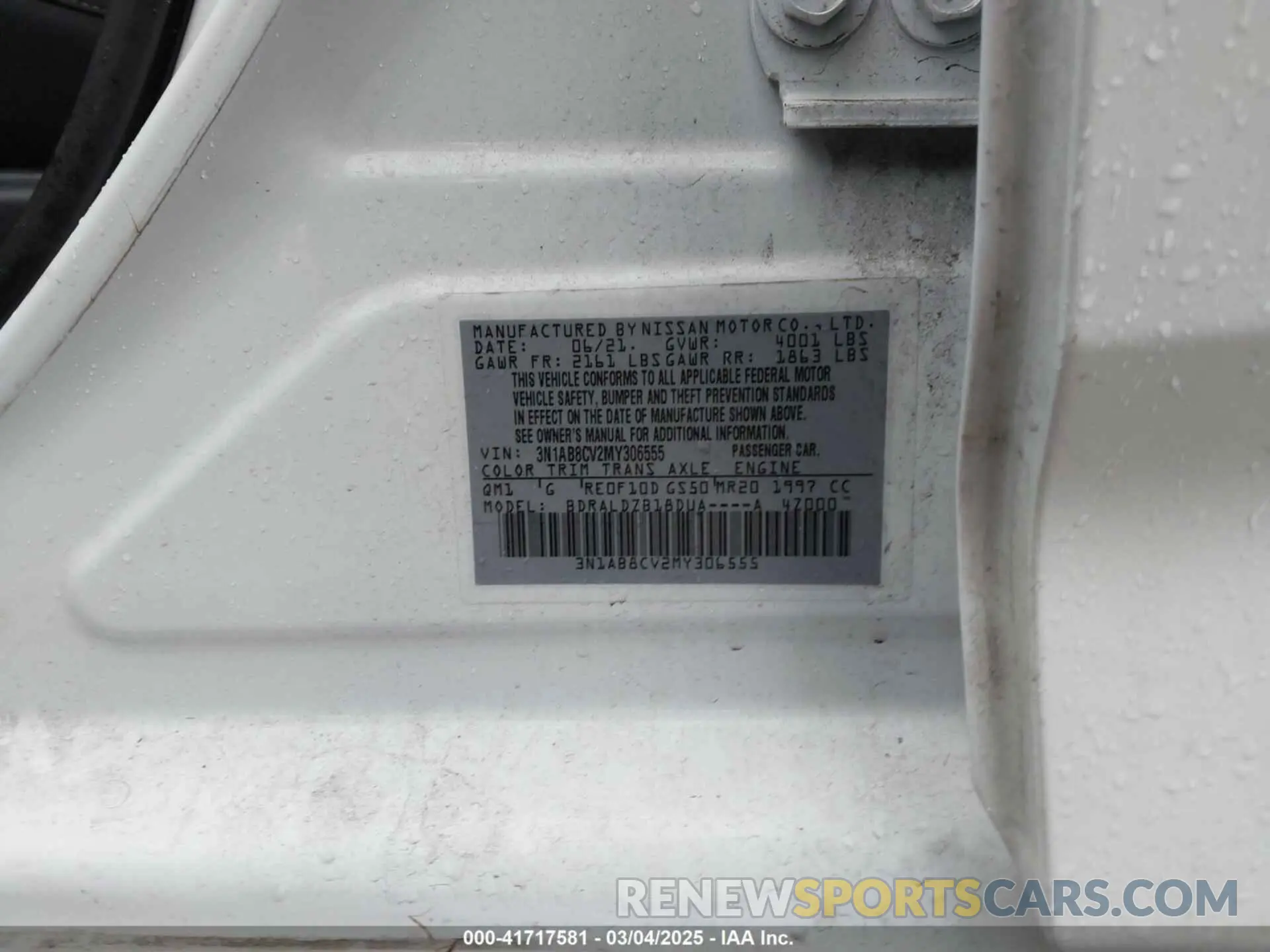 9 fotografías del automóvil dañado 3N1AB8CV2MY306555 NISSAN SENTRA 2021