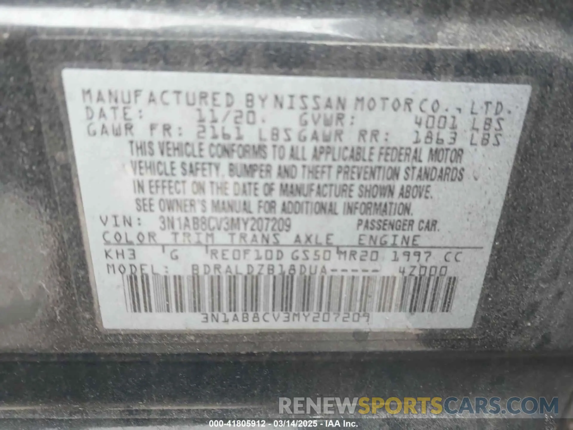8 fotografías del automóvil dañado 3N1AB8CV3MY207209 NISSAN SENTRA 2021