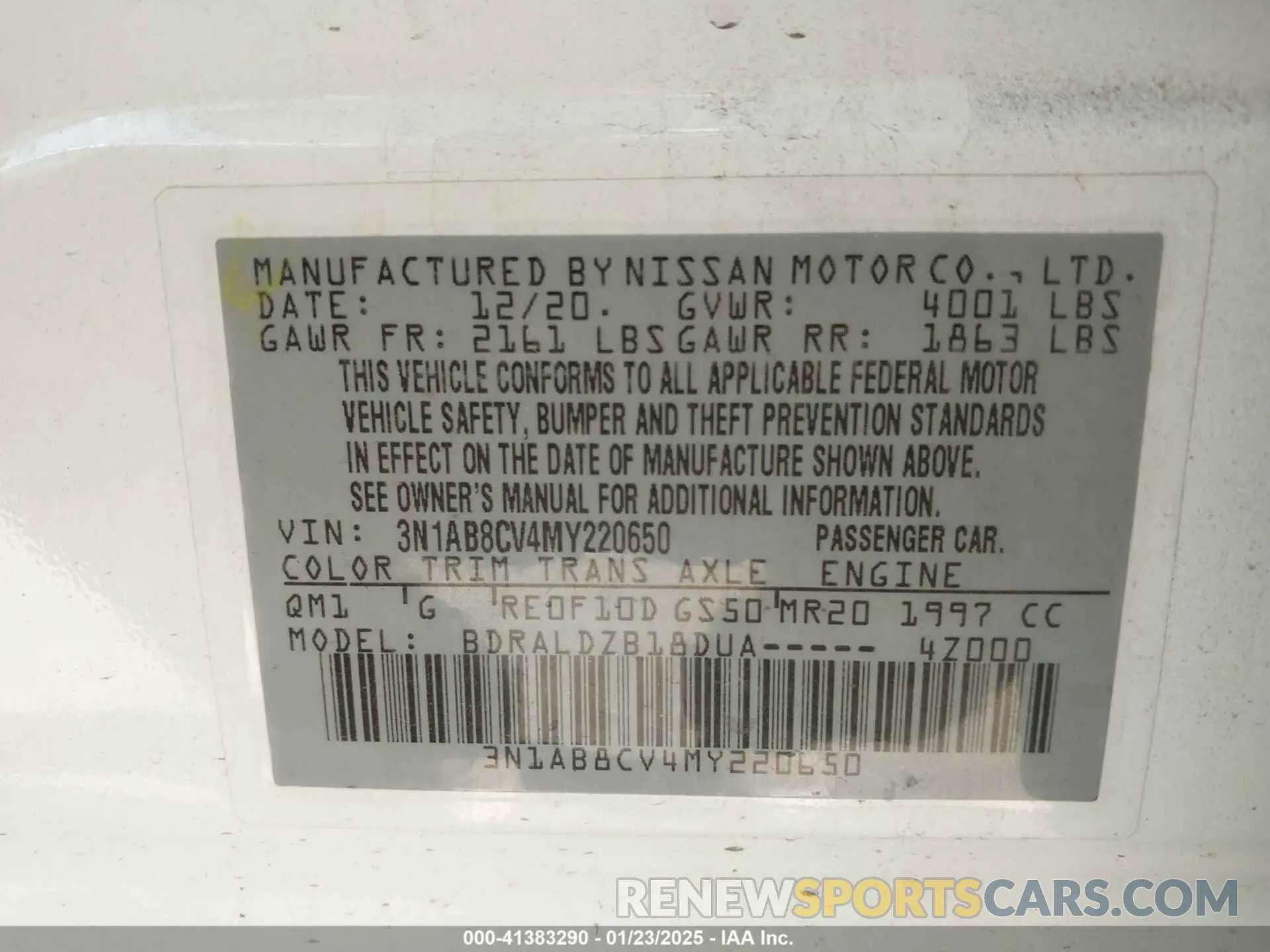 9 fotografías del automóvil dañado 3N1AB8CV4MY220650 NISSAN SENTRA 2021
