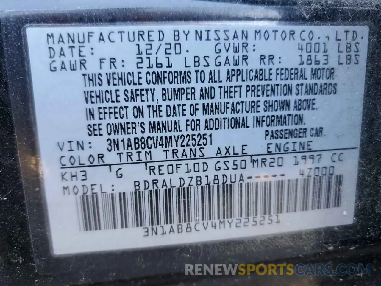 14 fotografías del automóvil dañado 3N1AB8CV4MY225251 NISSAN SENTRA 2021