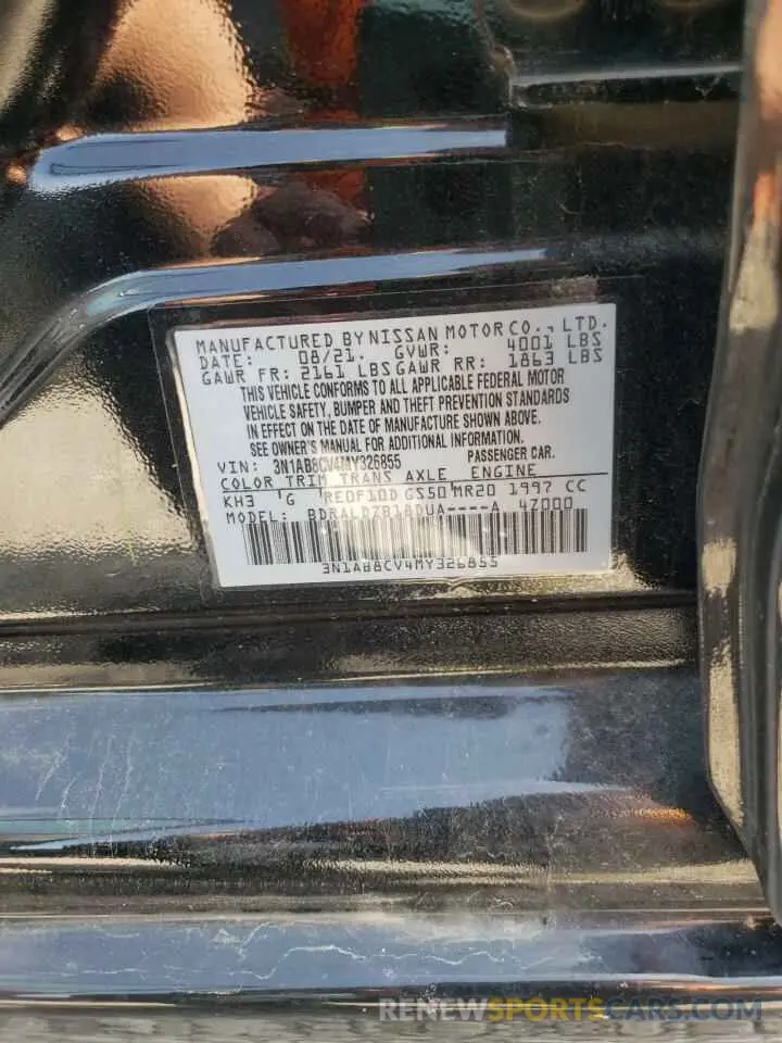 14 fotografías del automóvil dañado 3N1AB8CV4MY326855 NISSAN SENTRA 2021