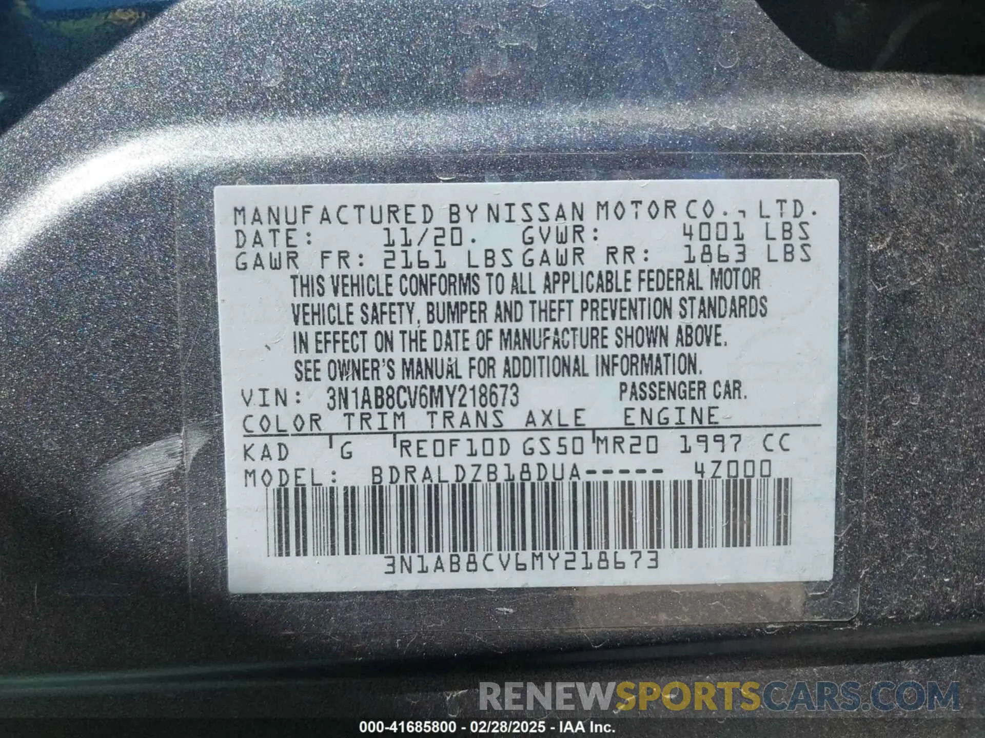 9 fotografías del automóvil dañado 3N1AB8CV6MY218673 NISSAN SENTRA 2021