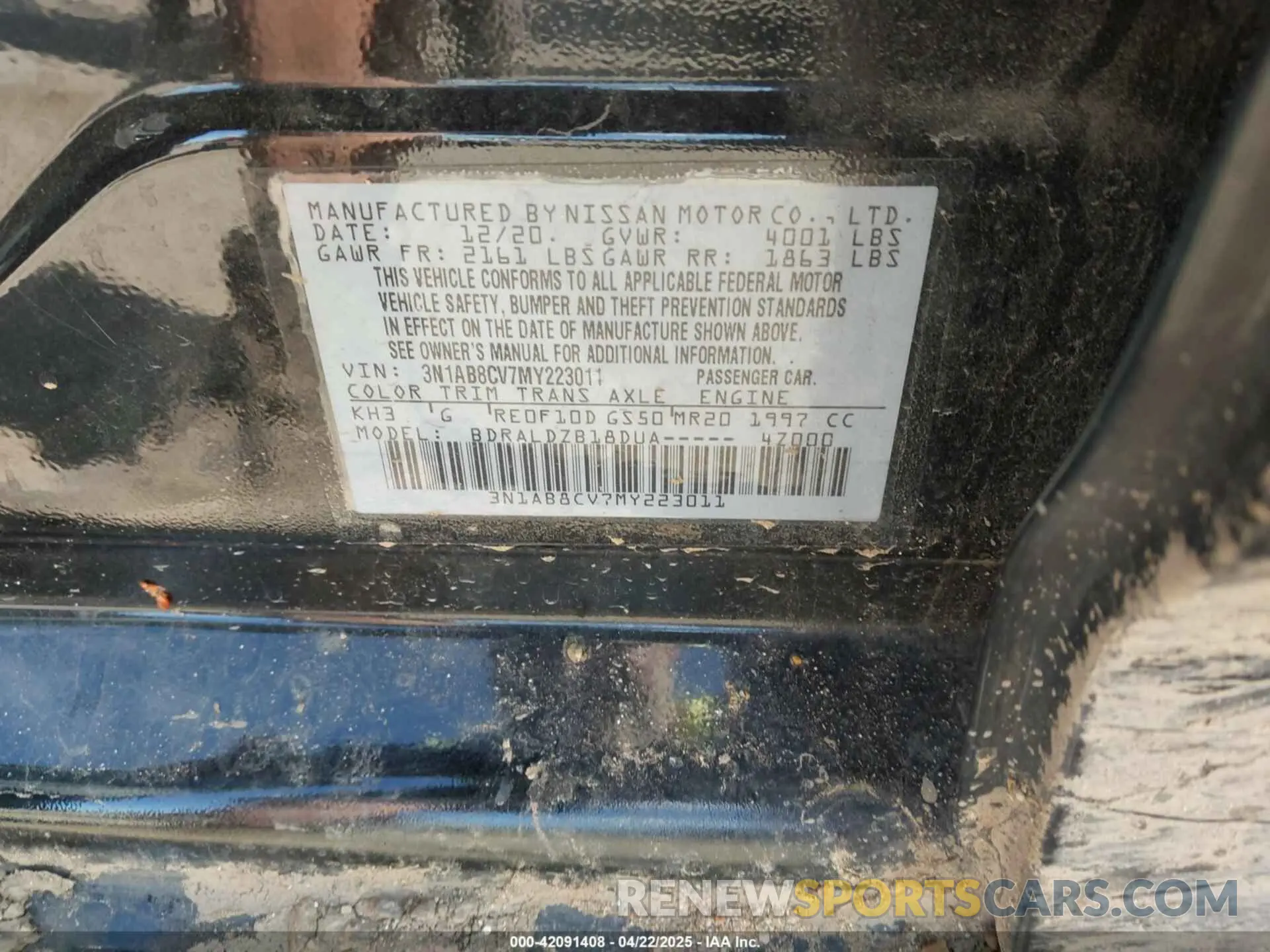 9 fotografías del automóvil dañado 3N1AB8CV7MY223011 NISSAN SENTRA 2021