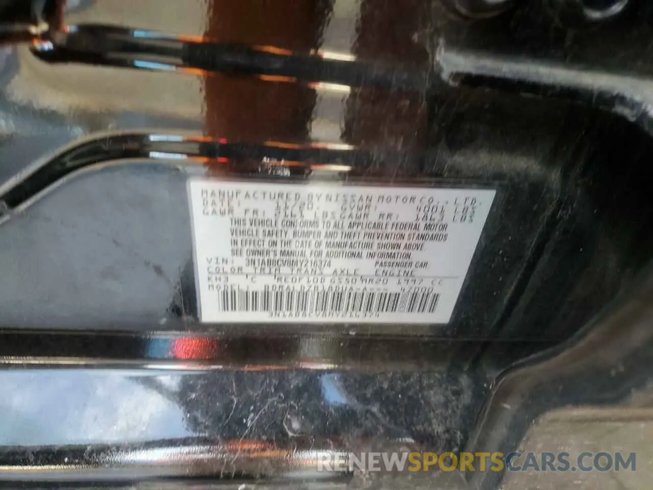 13 fotografías del automóvil dañado 3N1AB8CV8MY216374 NISSAN SENTRA 2021