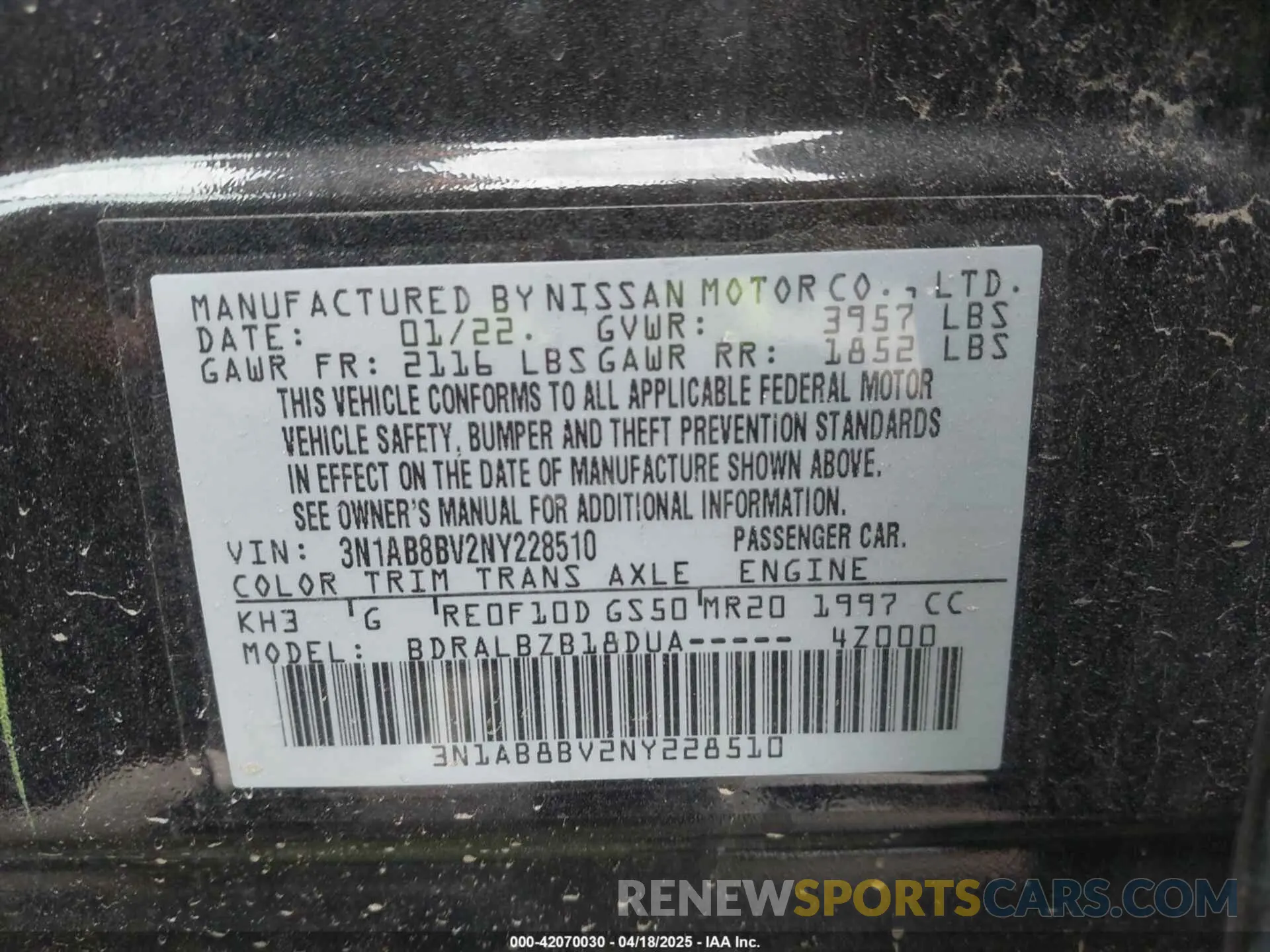 9 fotografías del automóvil dañado 3N1AB8BV2NY228510 NISSAN SENTRA 2022