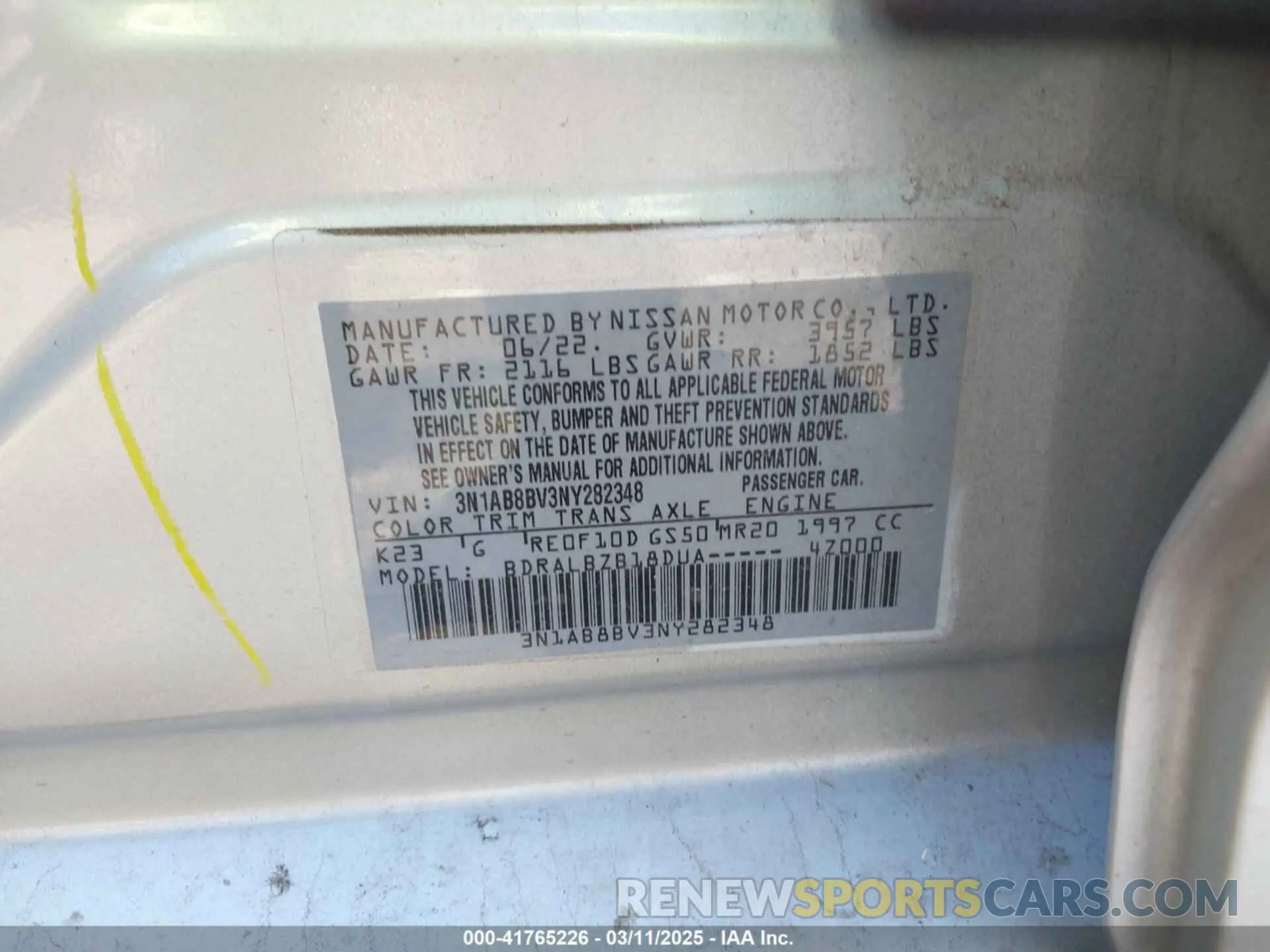 9 fotografías del automóvil dañado 3N1AB8BV3NY282348 NISSAN SENTRA 2022