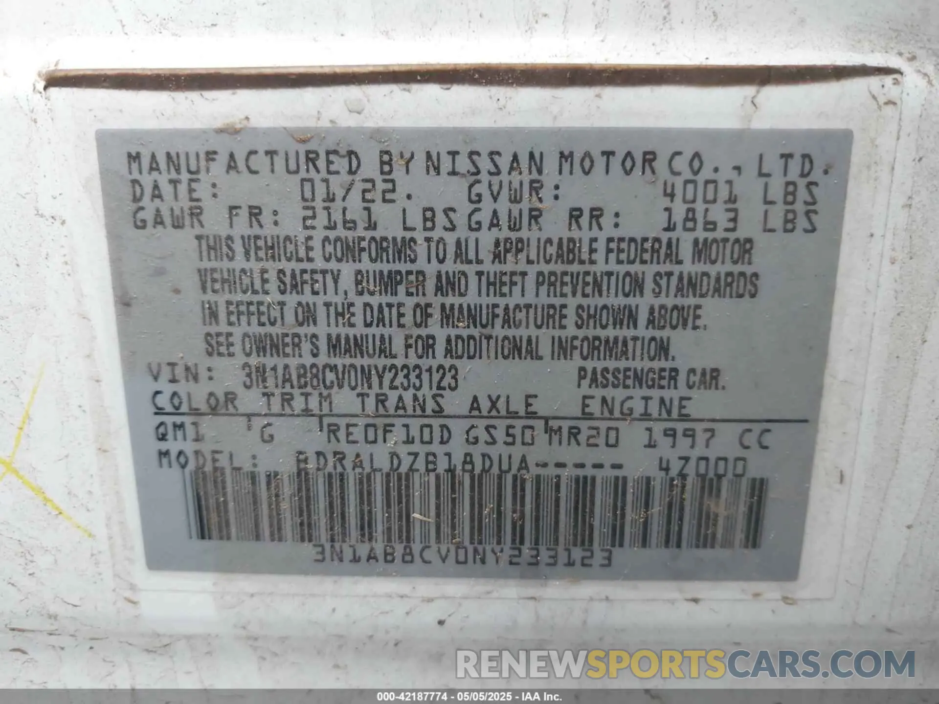 9 fotografías del automóvil dañado 3N1AB8CV0NY233123 NISSAN SENTRA 2022