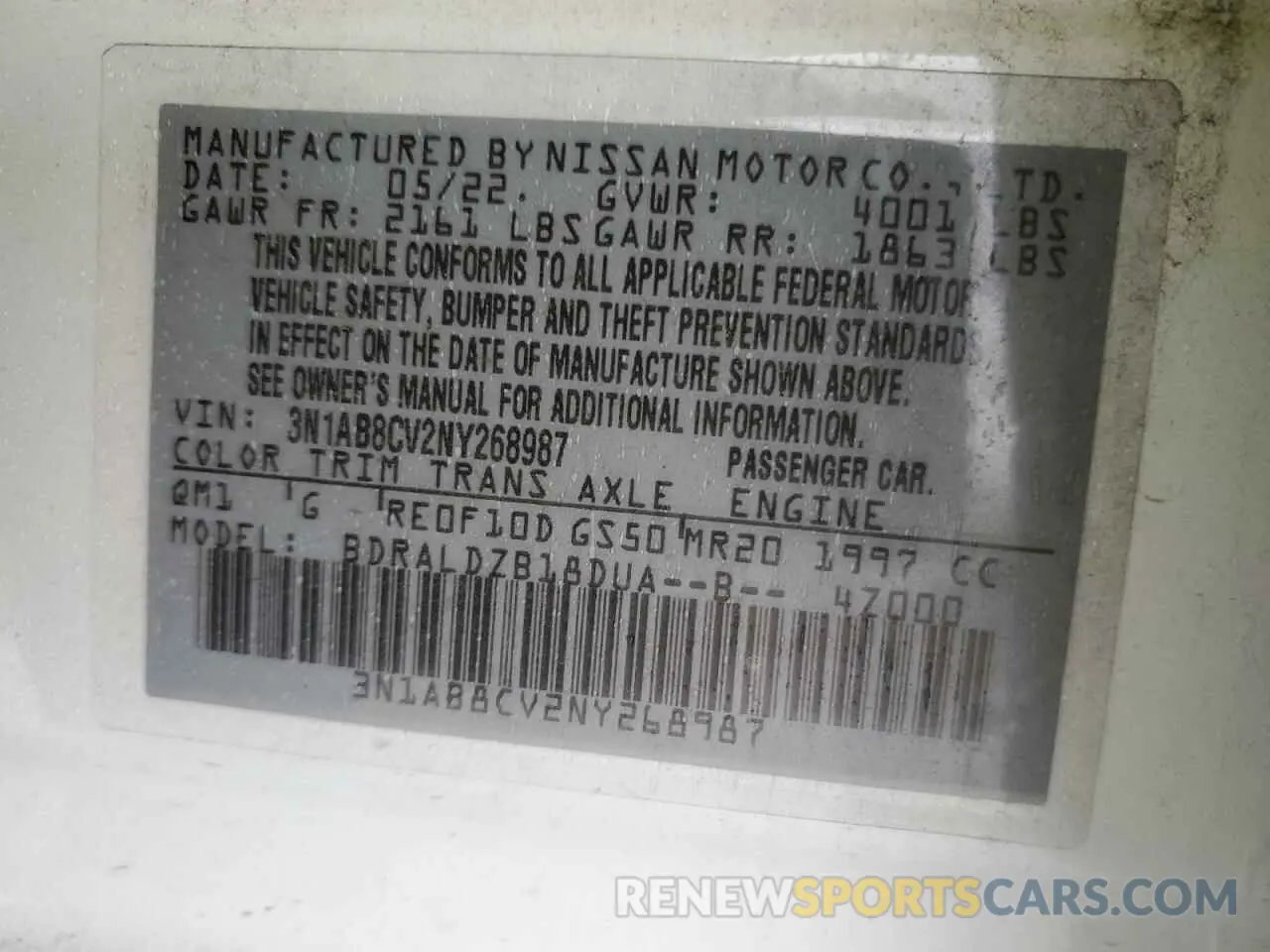 13 fotografías del automóvil dañado 3N1AB8CV2NY268987 NISSAN SENTRA 2022