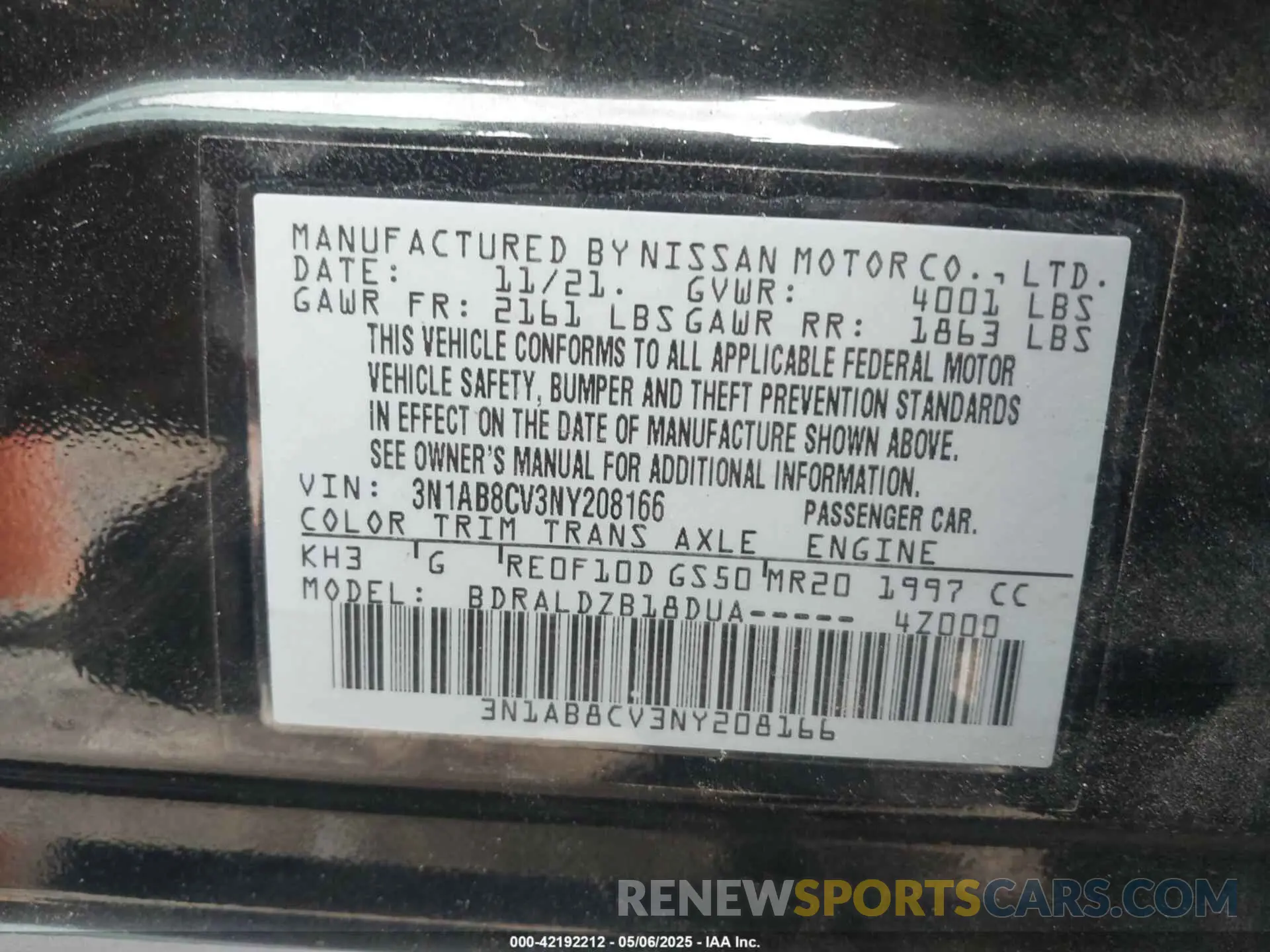 9 fotografías del automóvil dañado 3N1AB8CV3NY208166 NISSAN SENTRA 2022