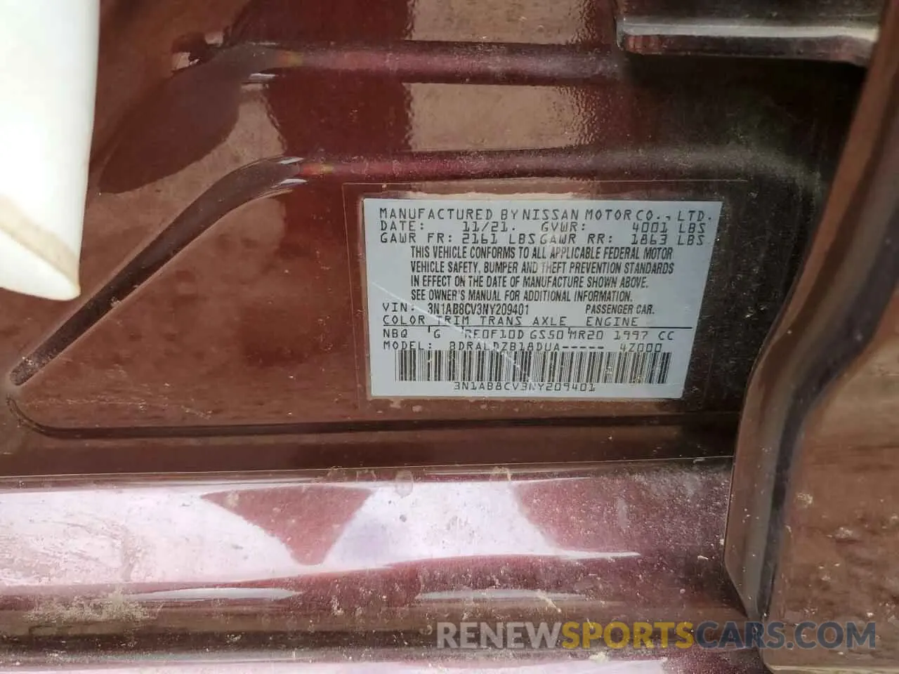 14 fotografías del automóvil dañado 3N1AB8CV3NY209401 NISSAN SENTRA 2022