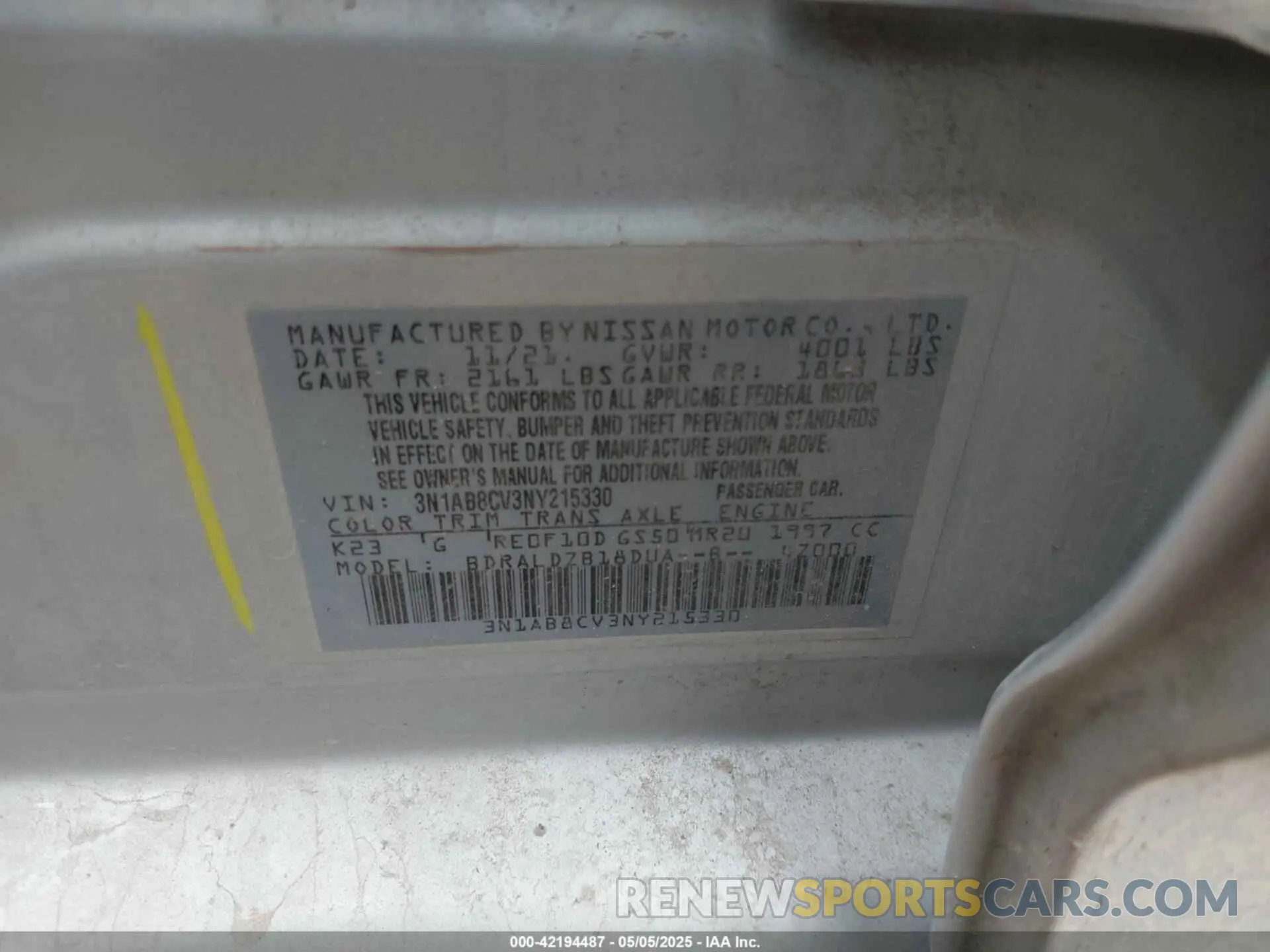 9 fotografías del automóvil dañado 3N1AB8CV3NY215330 NISSAN SENTRA 2022