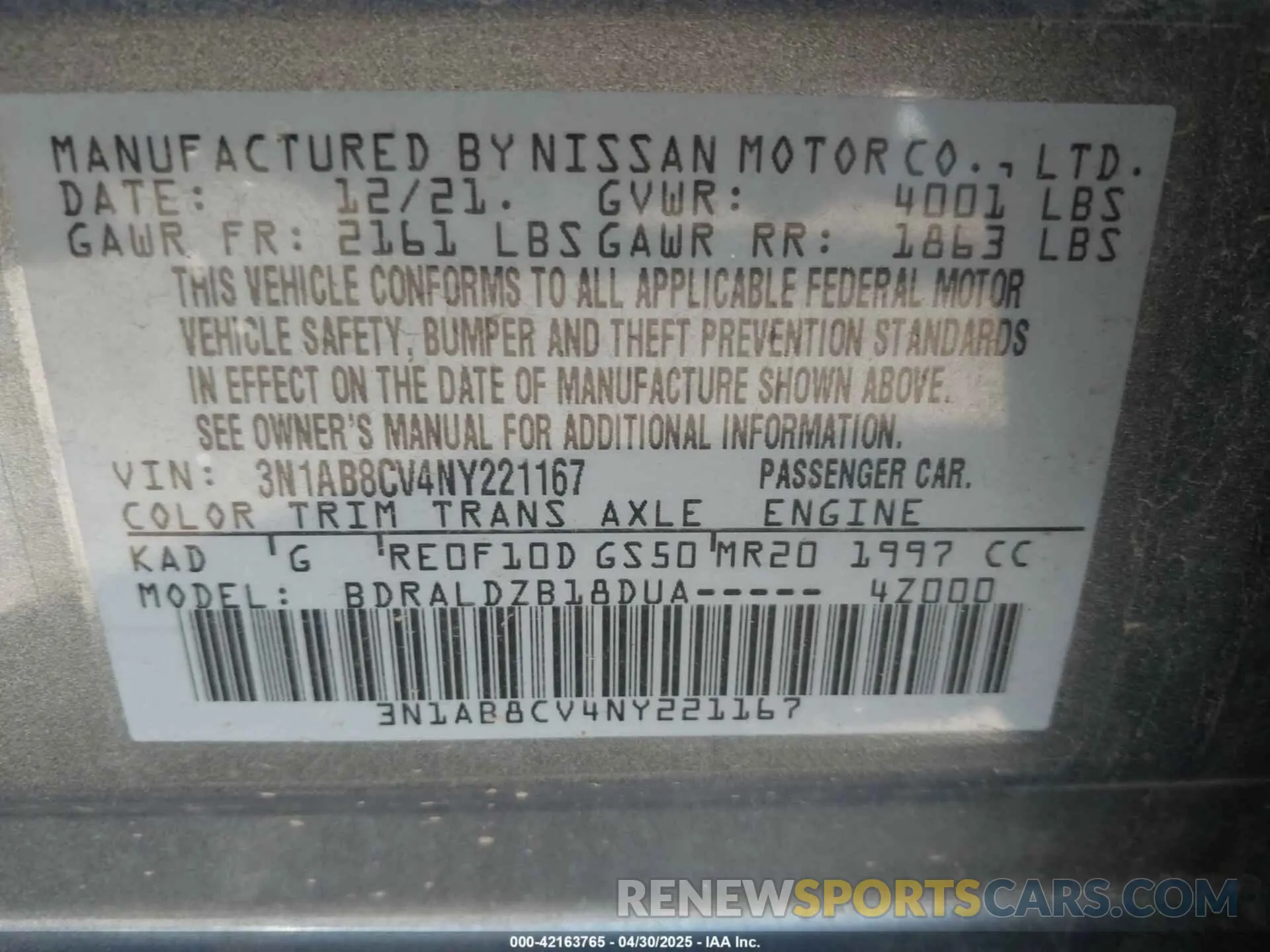 9 fotografías del automóvil dañado 3N1AB8CV4NY221167 NISSAN SENTRA 2022