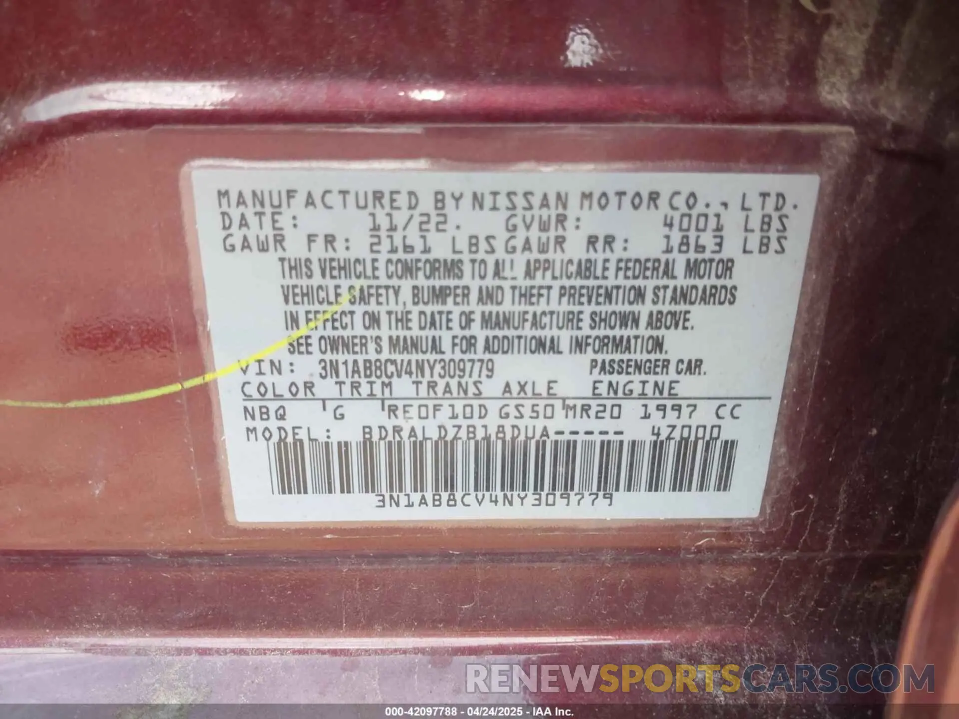 9 fotografías del automóvil dañado 3N1AB8CV4NY309779 NISSAN SENTRA 2022