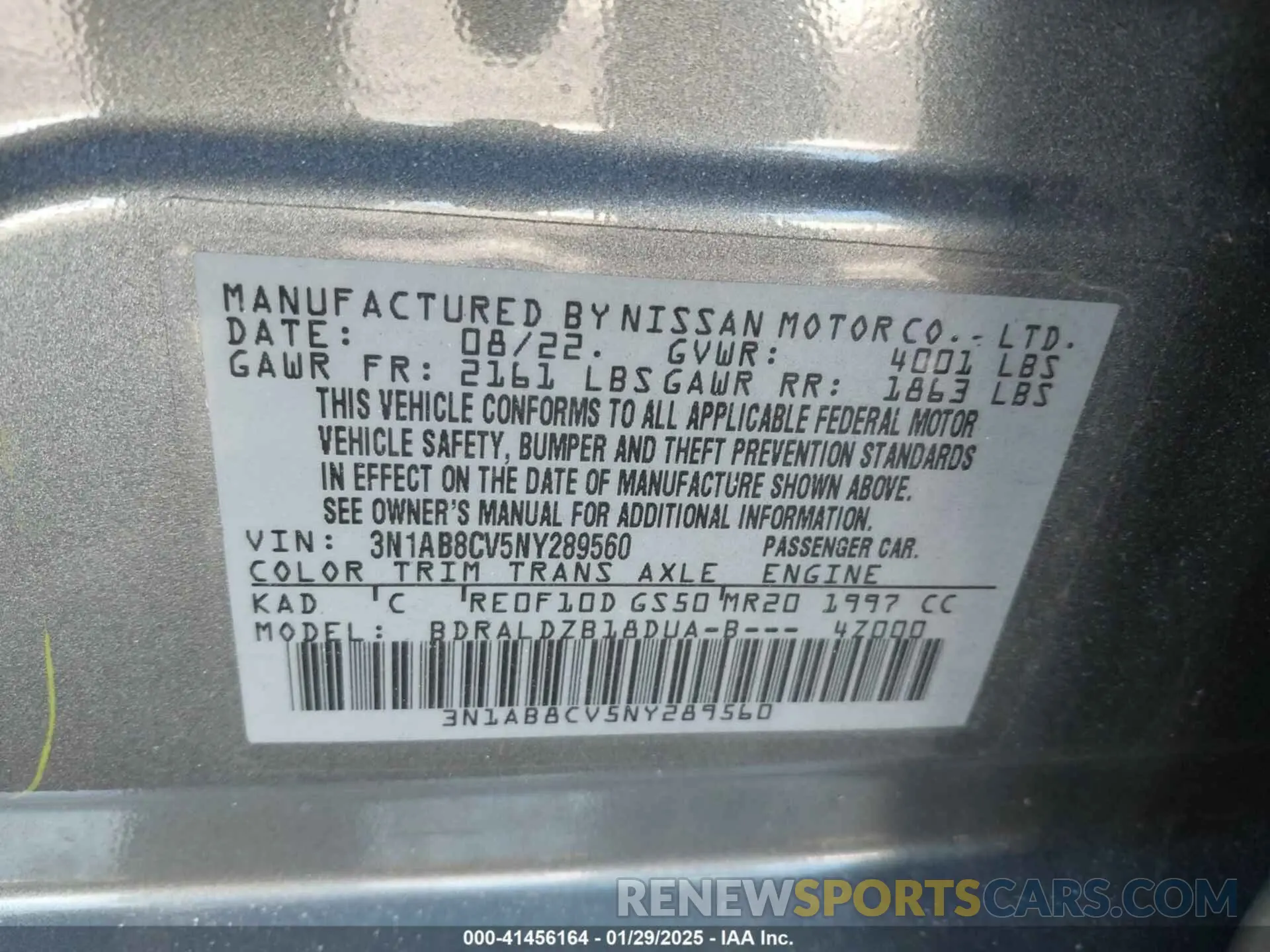 9 fotografías del automóvil dañado 3N1AB8CV5NY289560 NISSAN SENTRA 2022