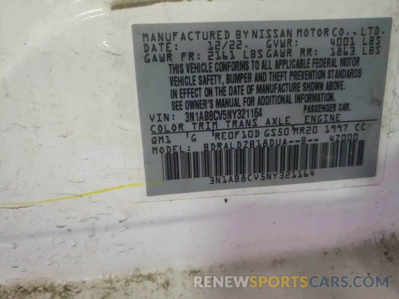 13 fotografías del automóvil dañado 3N1AB8CV5NY321164 NISSAN SENTRA 2022