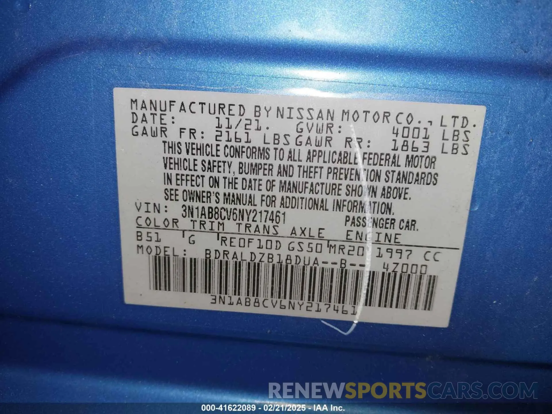 9 fotografías del automóvil dañado 3N1AB8CV6NY217461 NISSAN SENTRA 2022