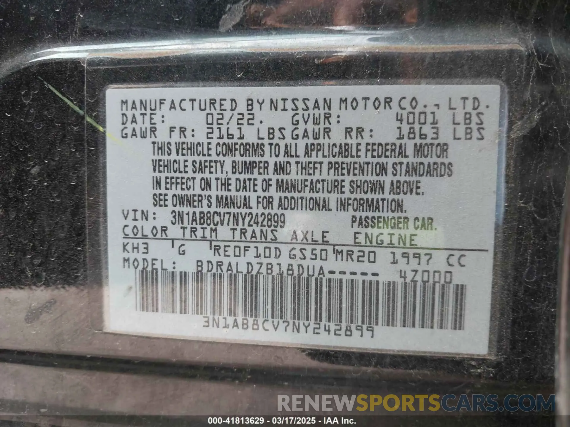 9 fotografías del automóvil dañado 3N1AB8CV7NY242899 NISSAN SENTRA 2022
