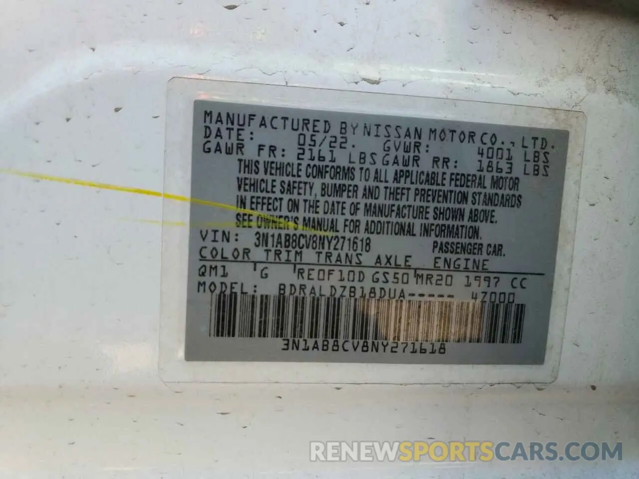 14 fotografías del automóvil dañado 3N1AB8CV8NY271618 NISSAN SENTRA 2022