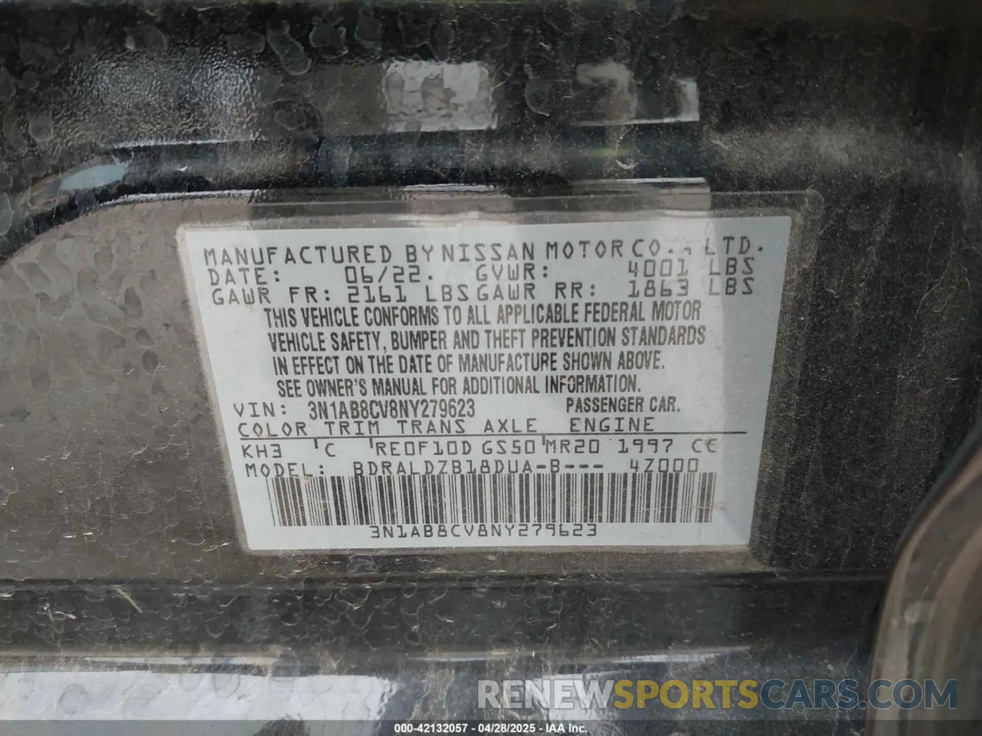 9 fotografías del automóvil dañado 3N1AB8CV8NY279623 NISSAN SENTRA 2022