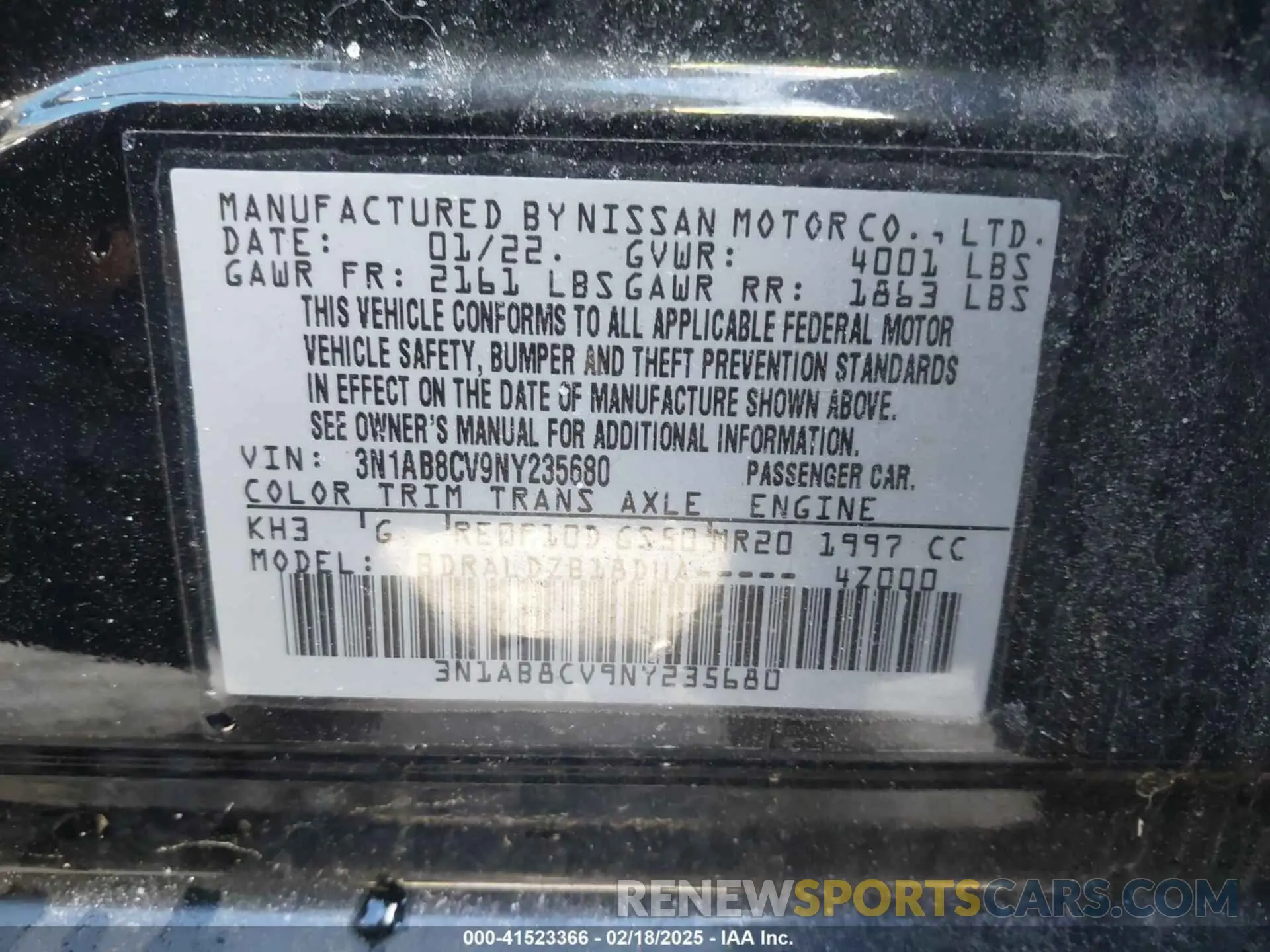 9 fotografías del automóvil dañado 3N1AB8CV9NY235680 NISSAN SENTRA 2022