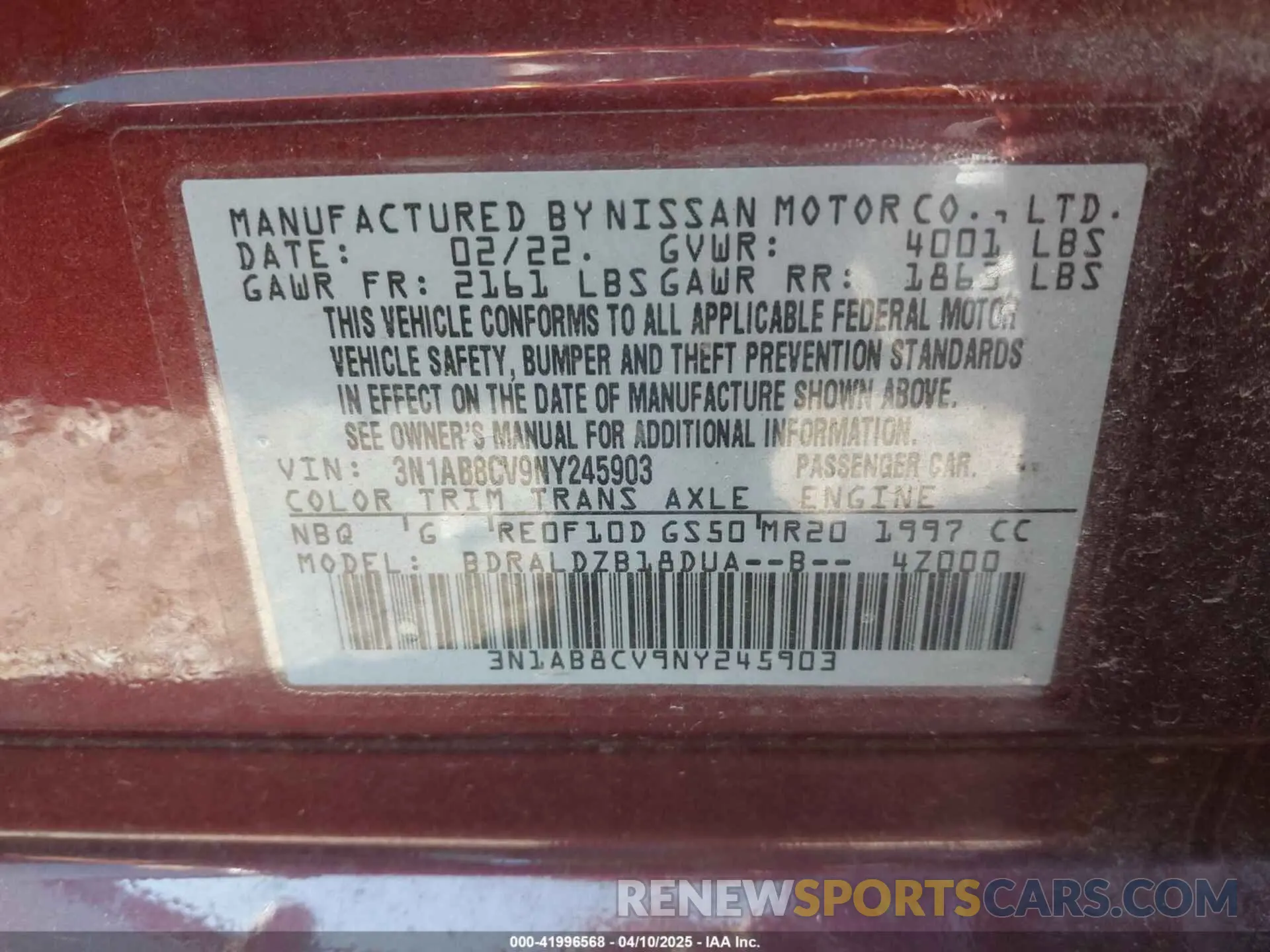 9 fotografías del automóvil dañado 3N1AB8CV9NY245903 NISSAN SENTRA 2022
