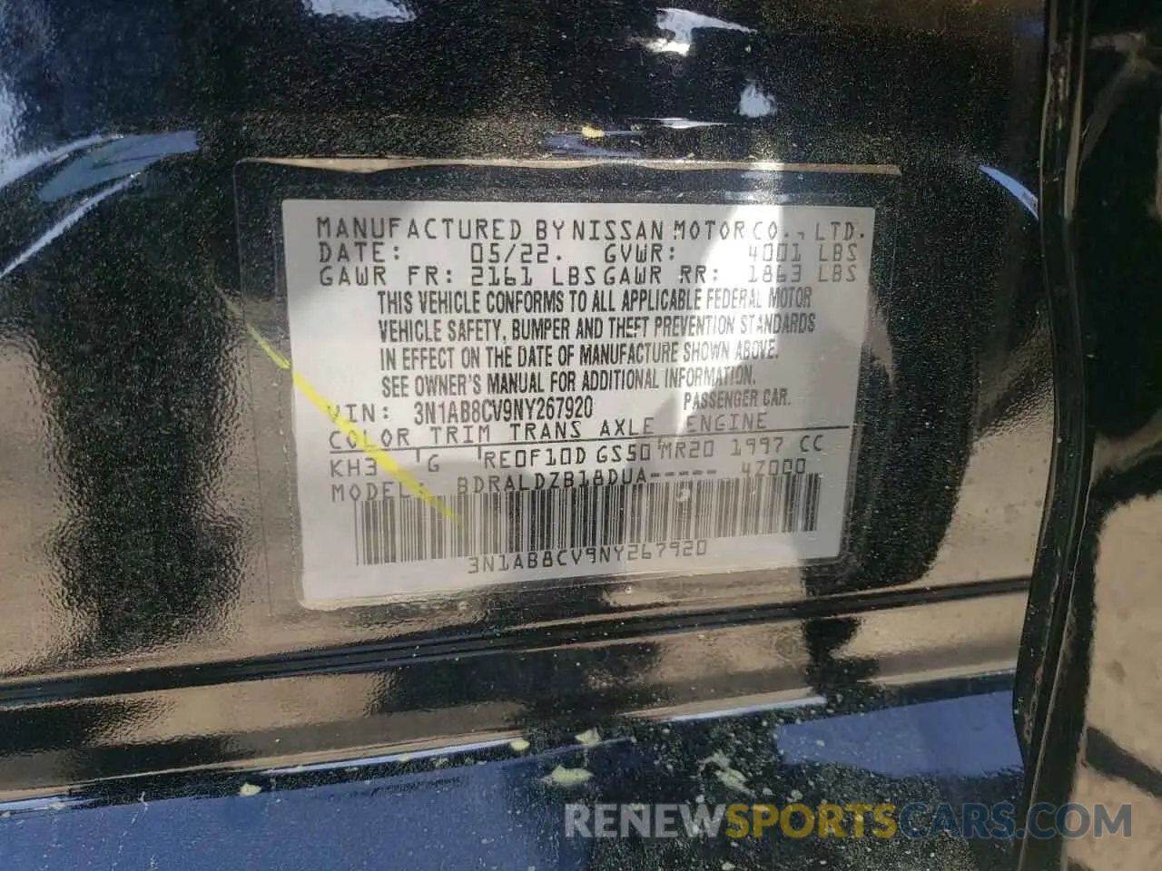 12 fotografías del automóvil dañado 3N1AB8CV9NY267920 NISSAN SENTRA 2022