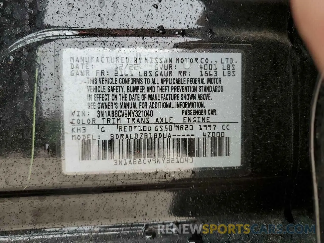 12 fotografías del automóvil dañado 3N1AB8CV9NY321040 NISSAN SENTRA 2022