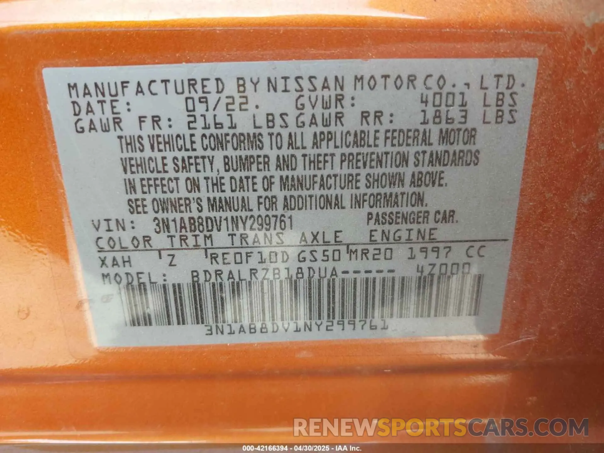 9 fotografías del automóvil dañado 3N1AB8DV1NY299761 NISSAN SENTRA 2022