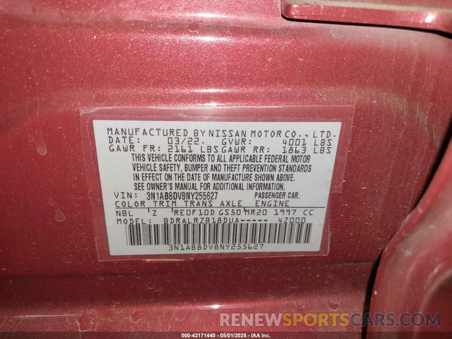 9 fotografías del automóvil dañado 3N1AB8DV8NY255627 NISSAN SENTRA 2022