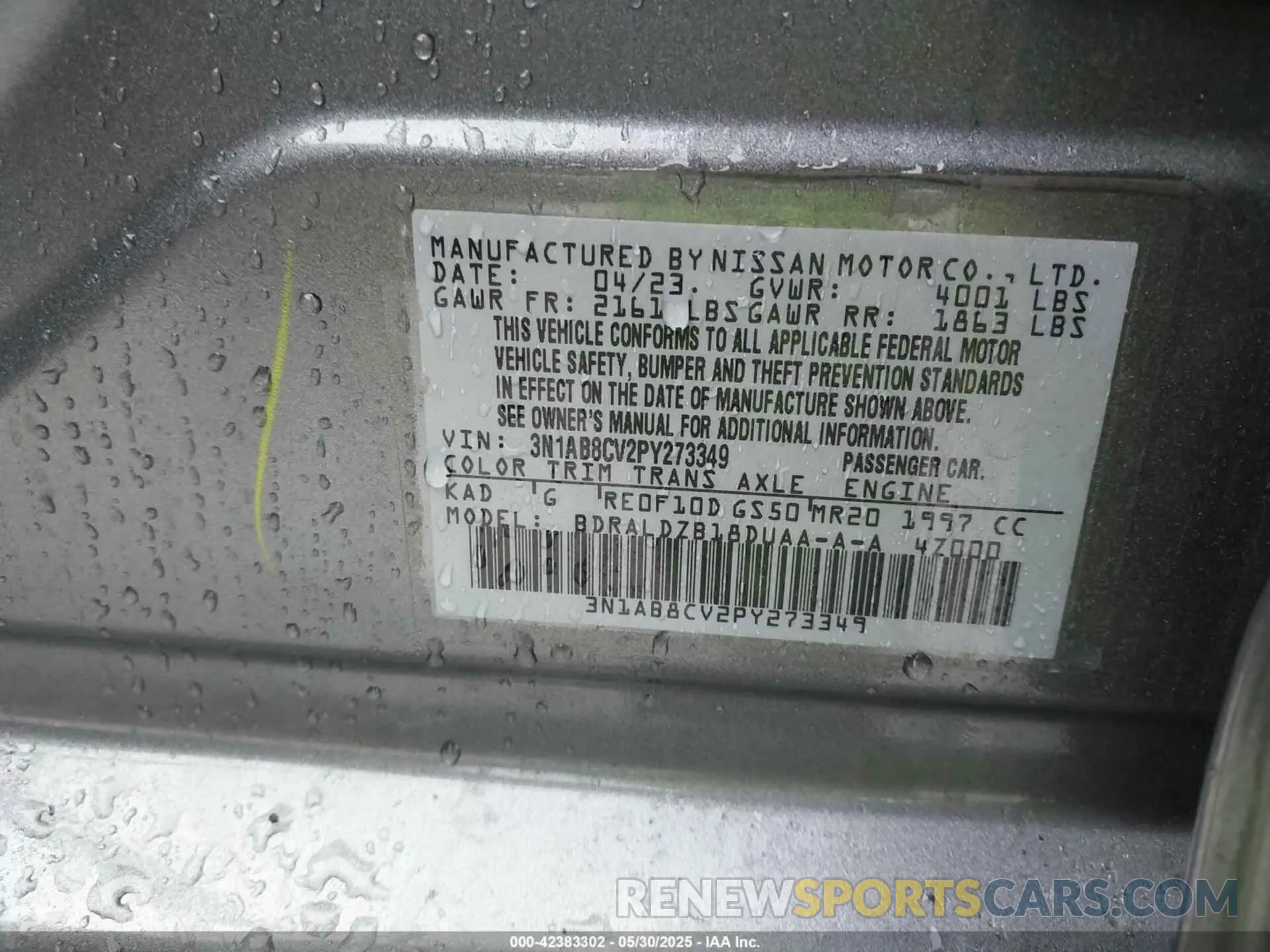 9 fotografías del automóvil dañado 3N1AB8CV2PY273349 NISSAN SENTRA 2023
