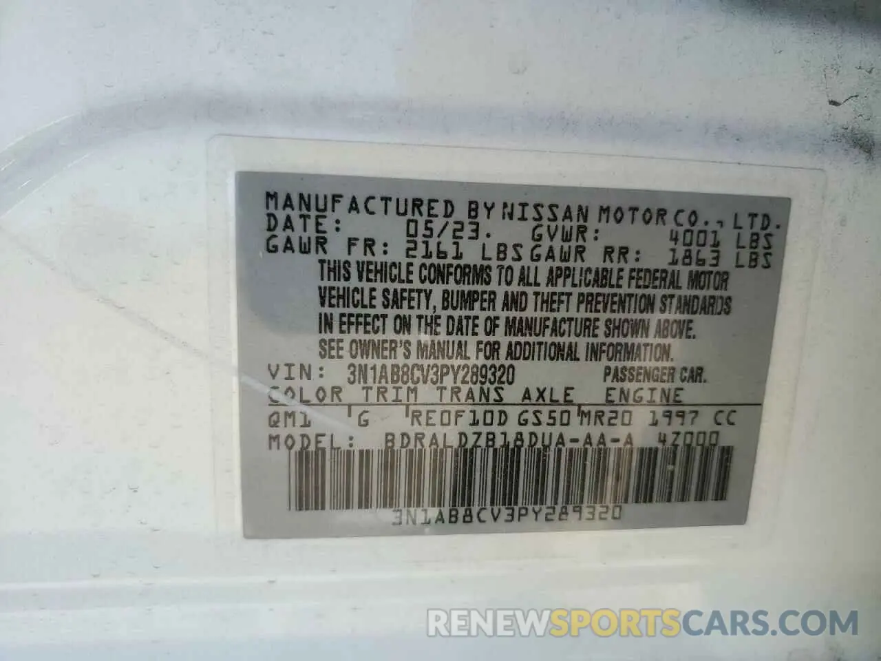 13 fotografías del automóvil dañado 3N1AB8CV3PY289320 NISSAN SENTRA 2023