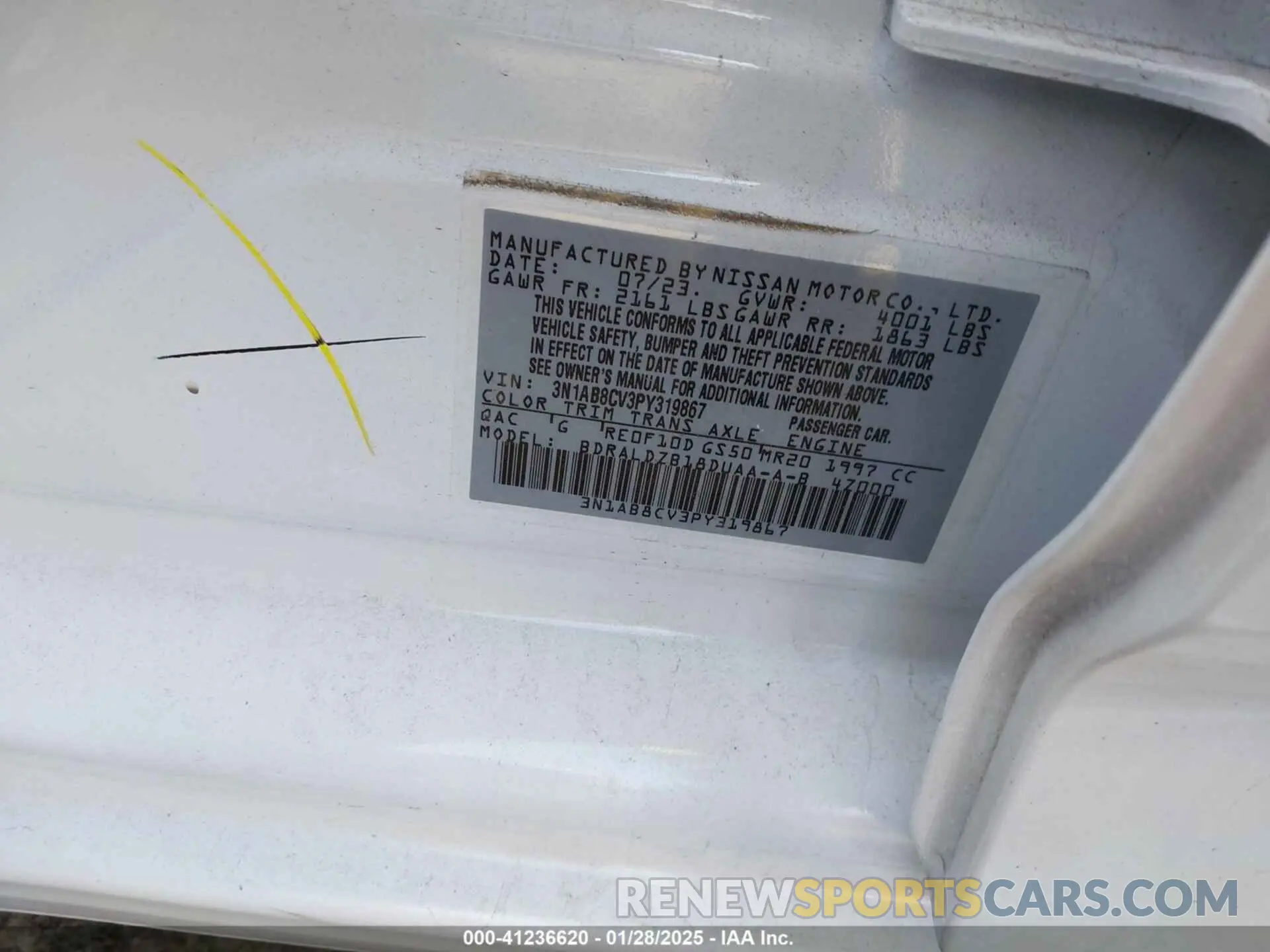9 fotografías del automóvil dañado 3N1AB8CV3PY319867 NISSAN SENTRA 2023