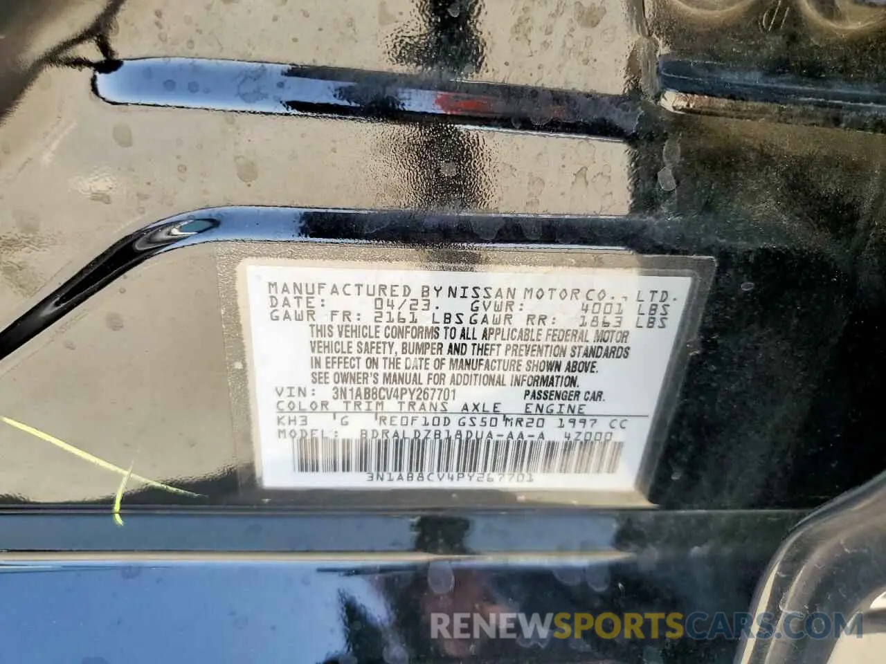 13 fotografías del automóvil dañado 3N1AB8CV4PY267701 NISSAN SENTRA 2023