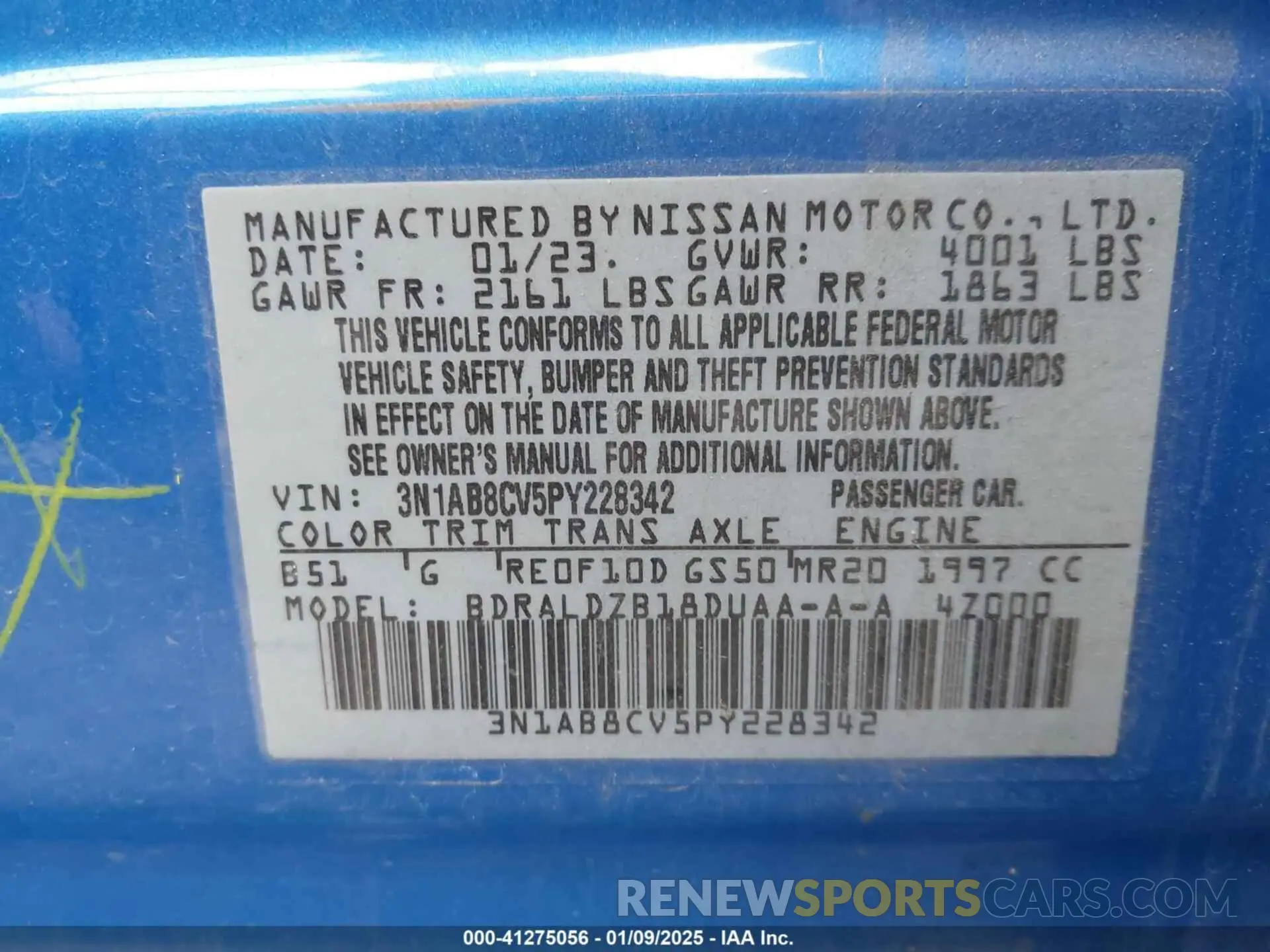 9 fotografías del automóvil dañado 3N1AB8CV5PY228342 NISSAN SENTRA 2023